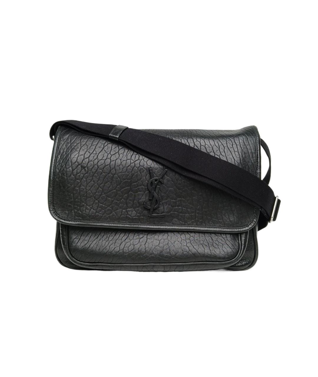 SAINT LAURENT Черная кожаная сумка через плечо, фото 1