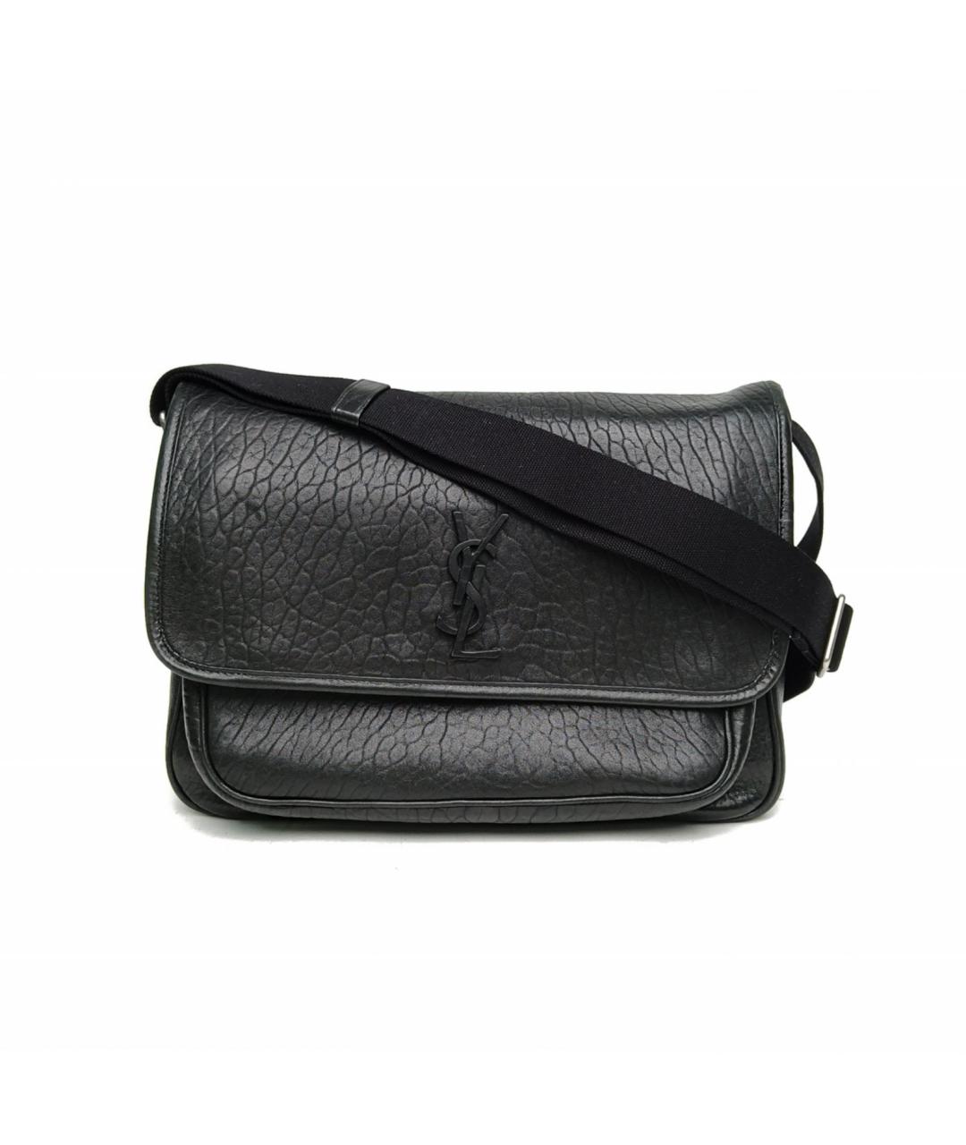 SAINT LAURENT Черная кожаная сумка через плечо, фото 2