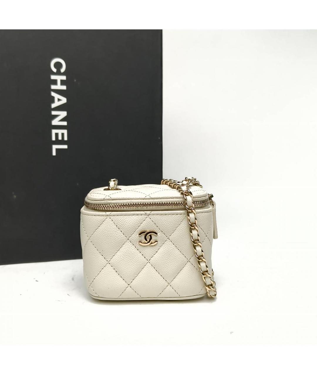 CHANEL Белая кожаная сумка через плечо, фото 9