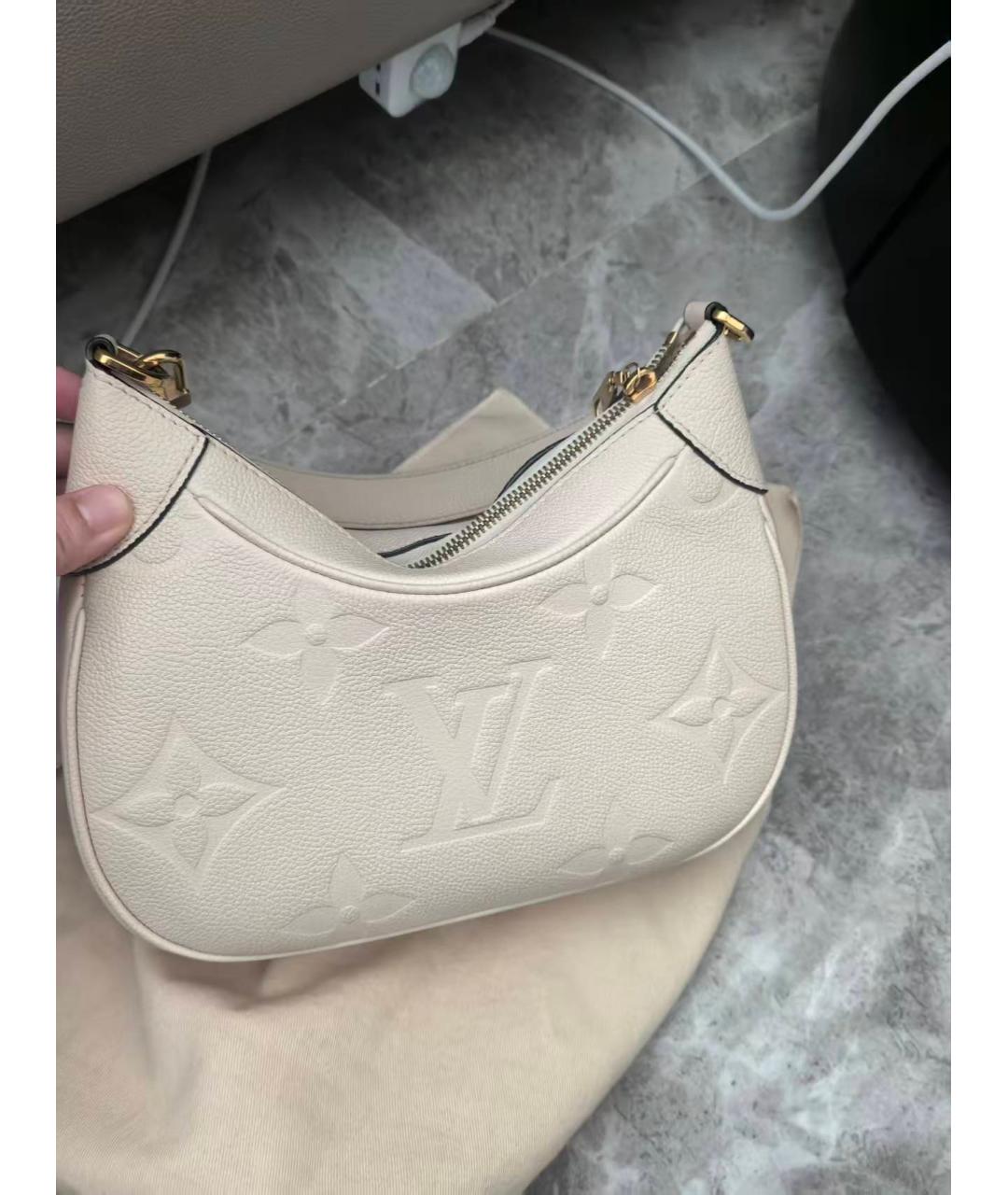 LOUIS VUITTON Бежевая кожаная сумка через плечо, фото 9