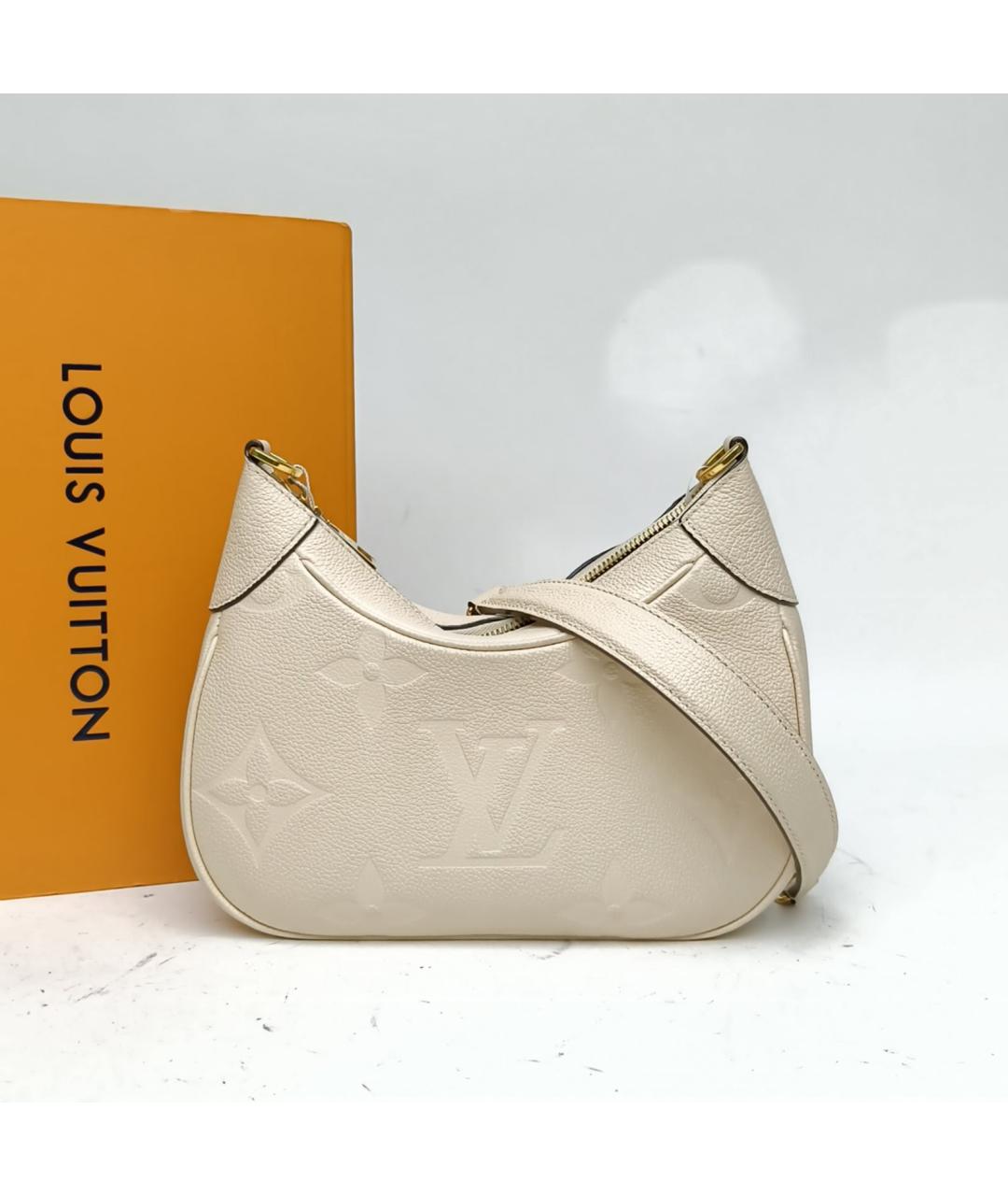 LOUIS VUITTON Бежевая кожаная сумка через плечо, фото 8