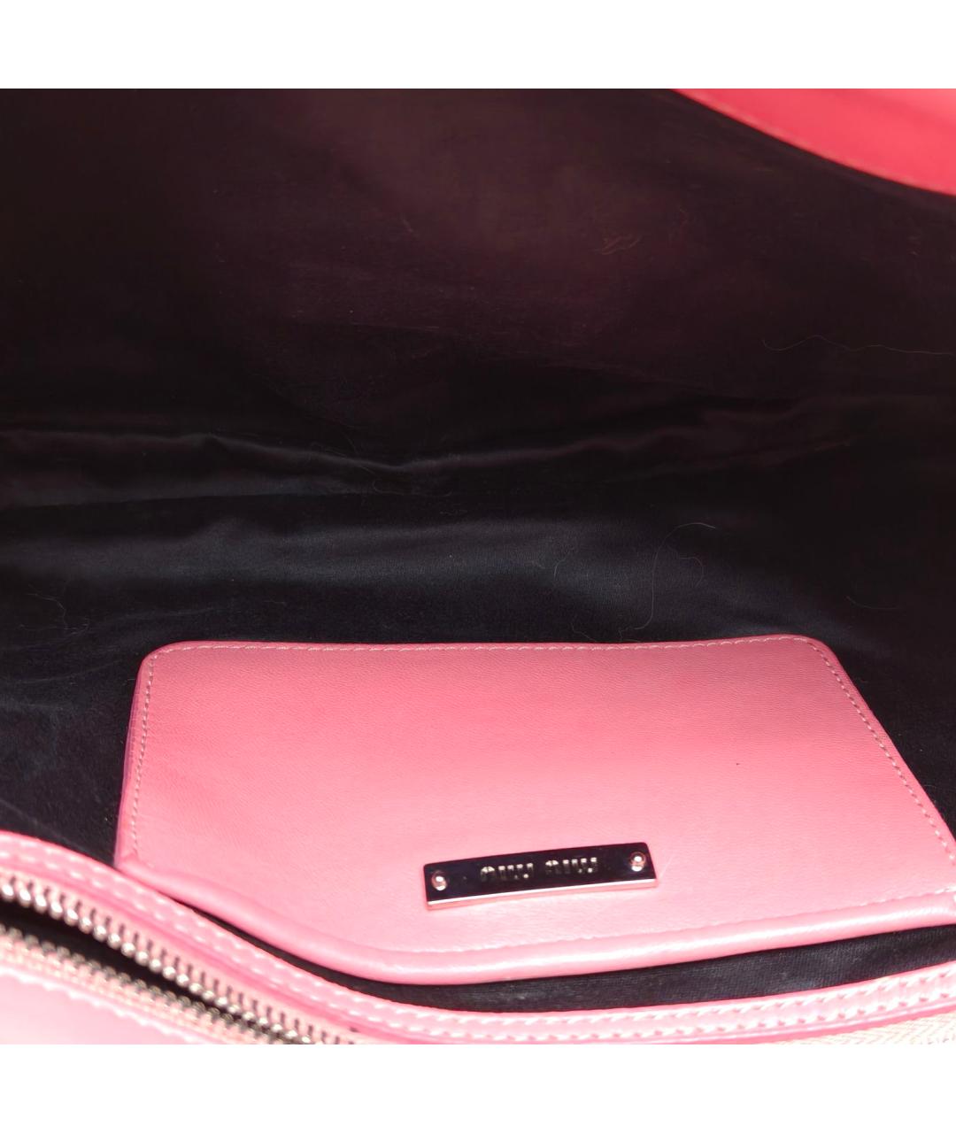 MIU MIU Розовая кожаная сумка с короткими ручками, фото 8