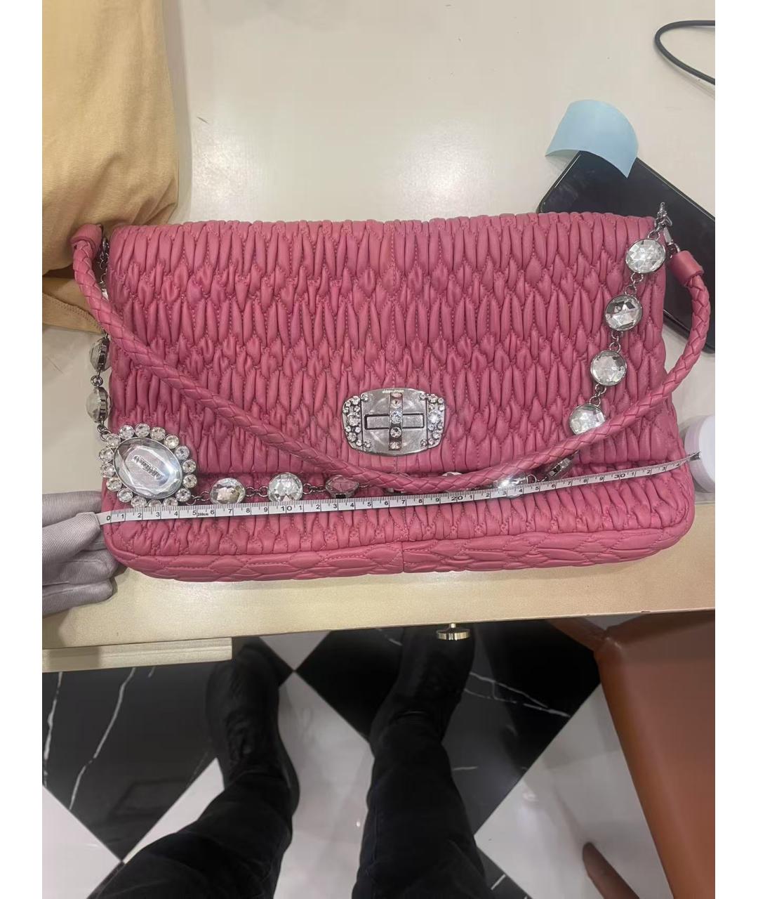 MIU MIU Розовая кожаная сумка с короткими ручками, фото 9