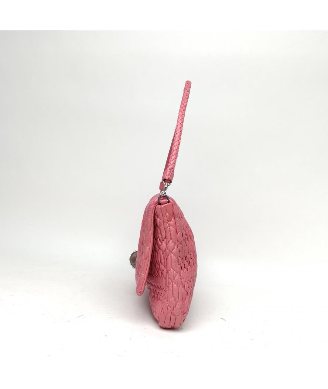 MIU MIU Розовая кожаная сумка с короткими ручками, фото 3