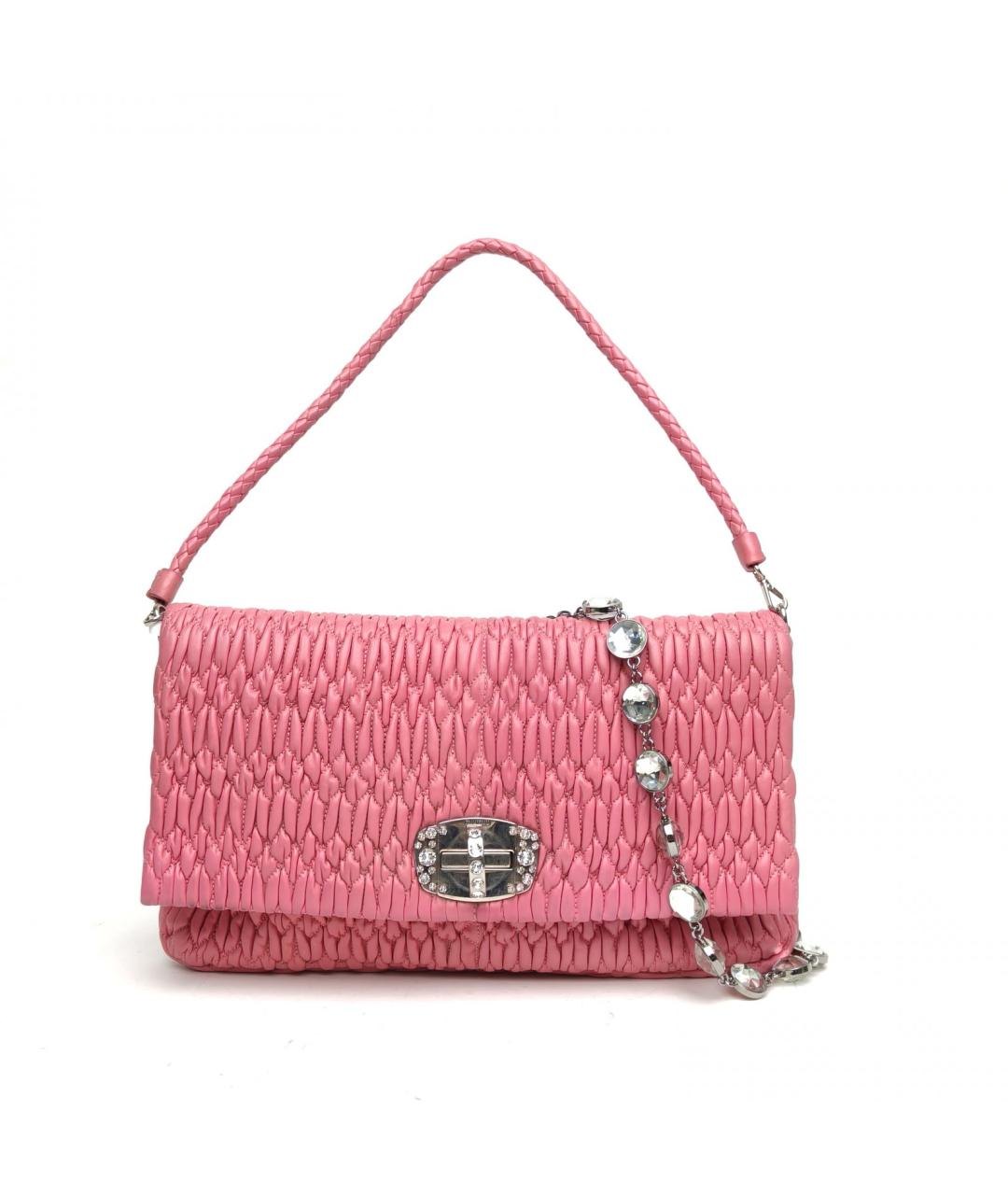 MIU MIU Розовая кожаная сумка с короткими ручками, фото 2