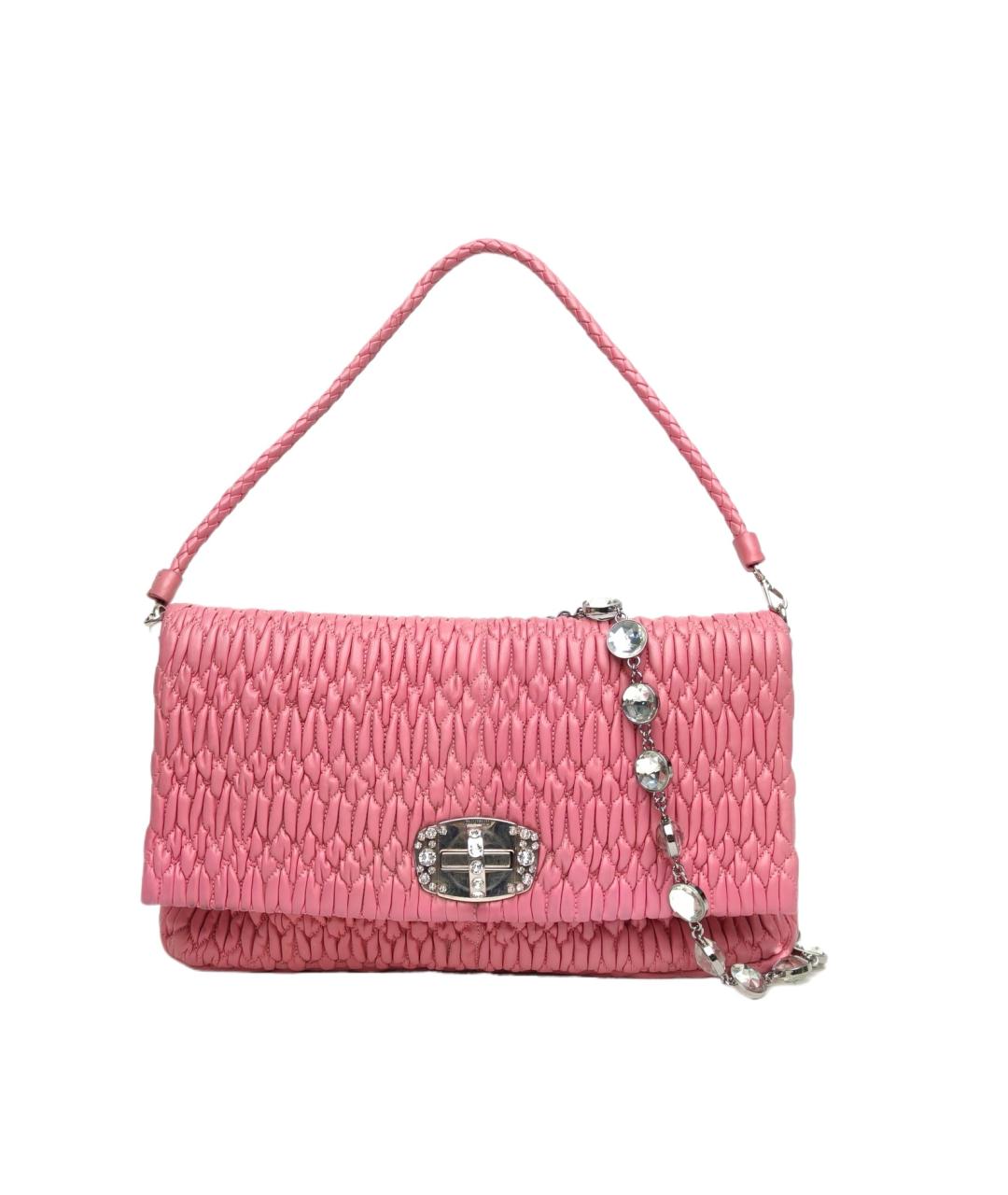 MIU MIU Розовая кожаная сумка с короткими ручками, фото 1