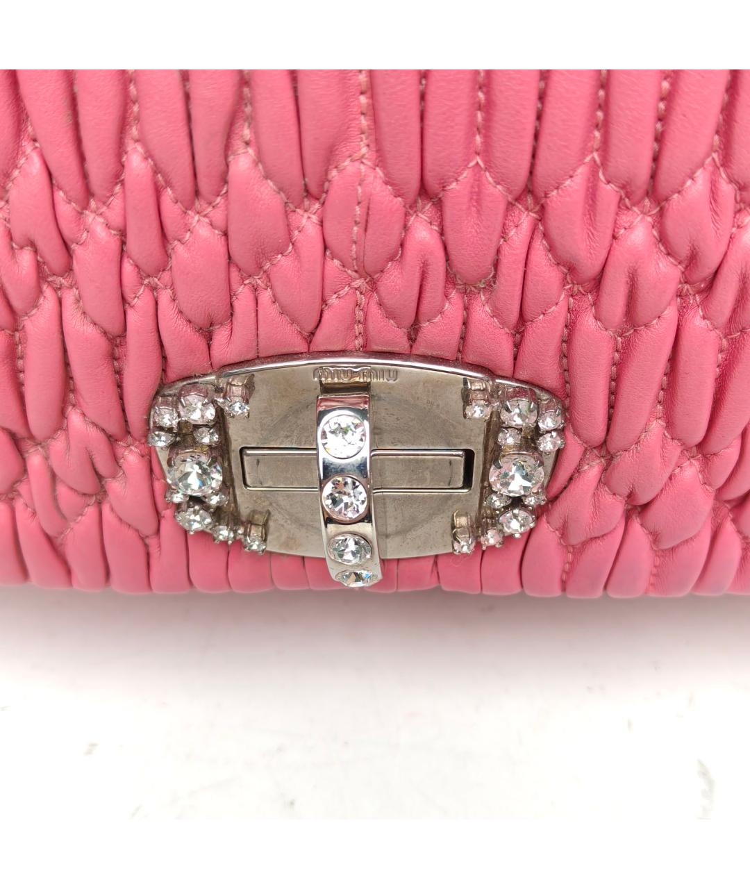 MIU MIU Розовая кожаная сумка с короткими ручками, фото 7