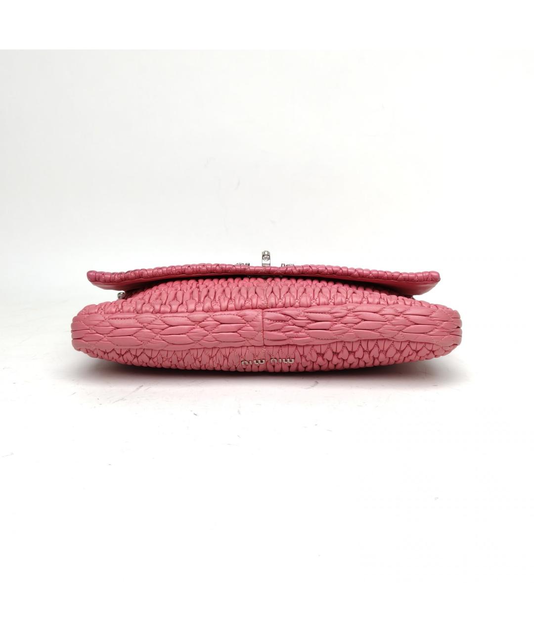 MIU MIU Розовая кожаная сумка с короткими ручками, фото 6