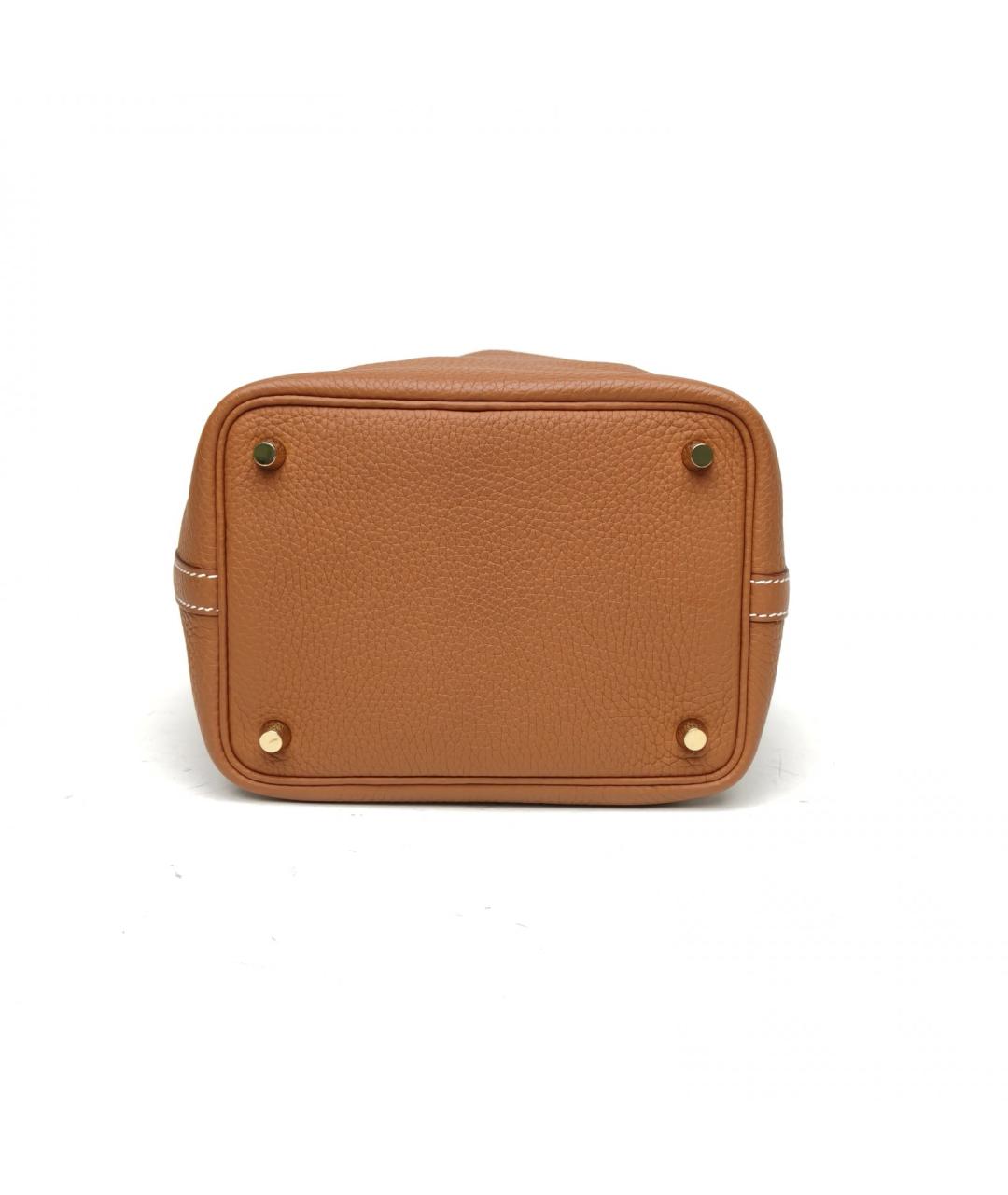 HERMES Коричневая кожаная сумка с короткими ручками, фото 6