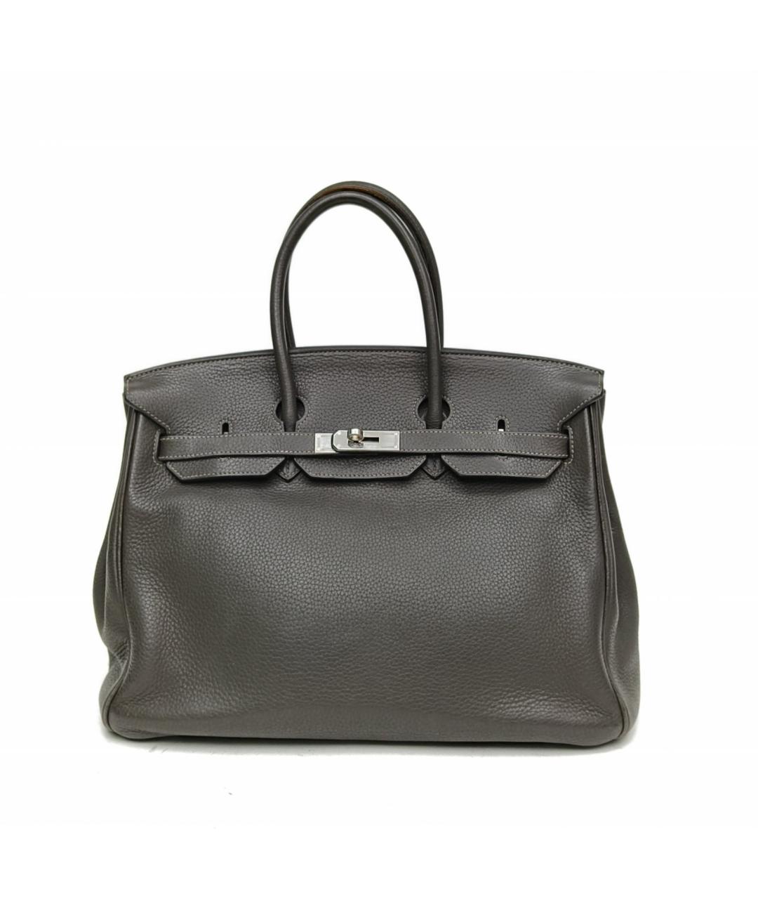 HERMES Серая кожаная сумка с короткими ручками, фото 2