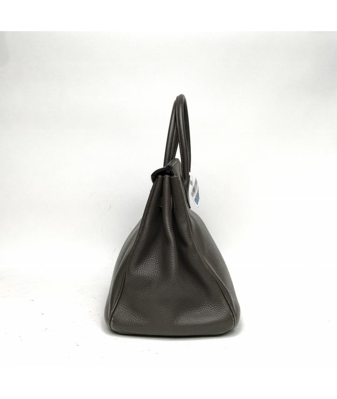 HERMES Серая кожаная сумка с короткими ручками, фото 3