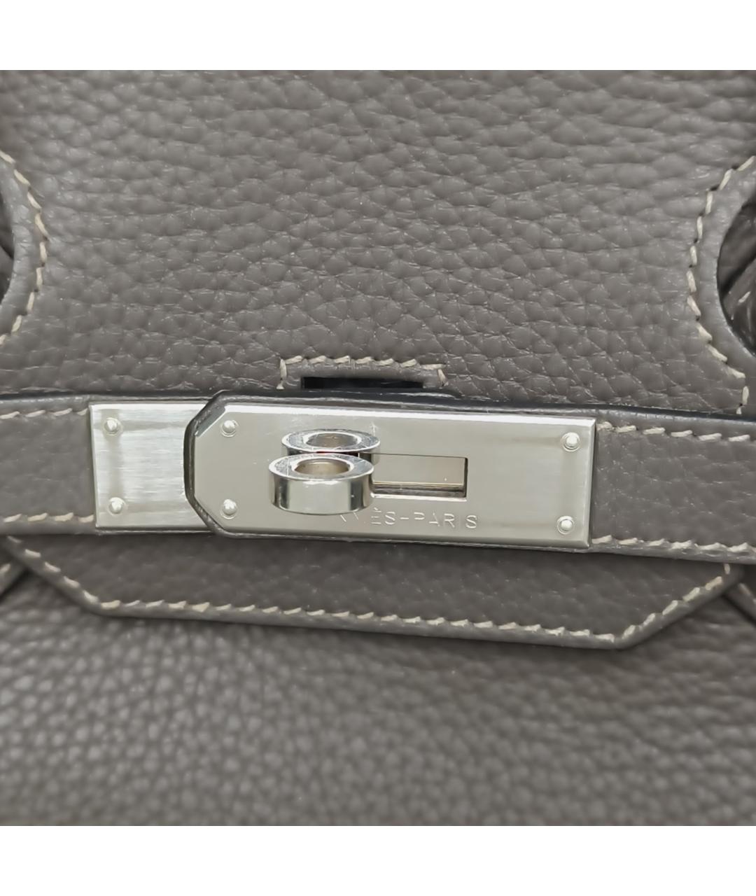 HERMES Серая кожаная сумка с короткими ручками, фото 7