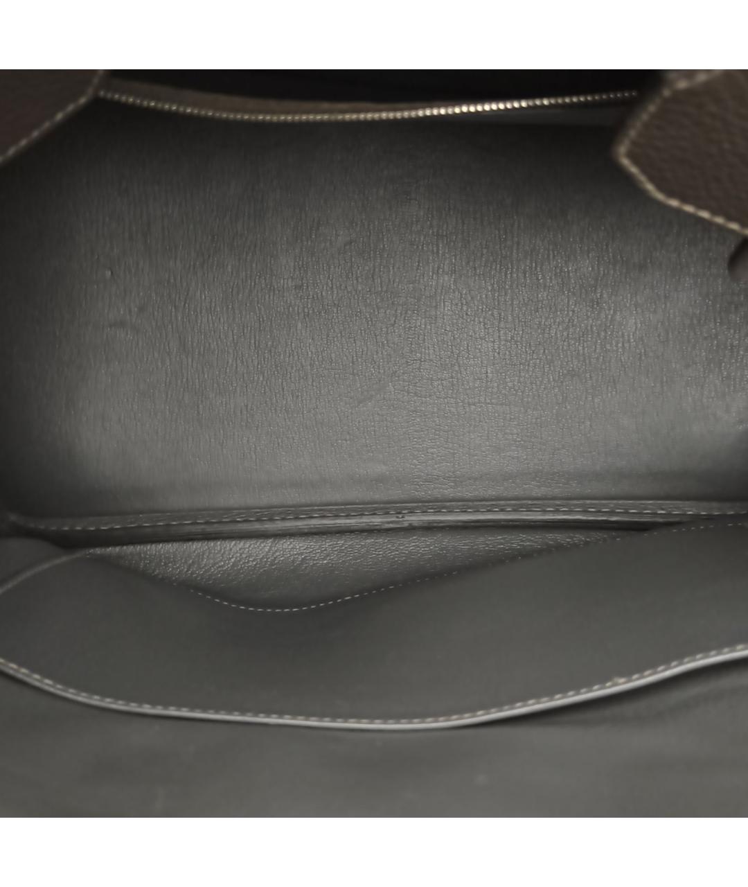 HERMES Серая кожаная сумка с короткими ручками, фото 8