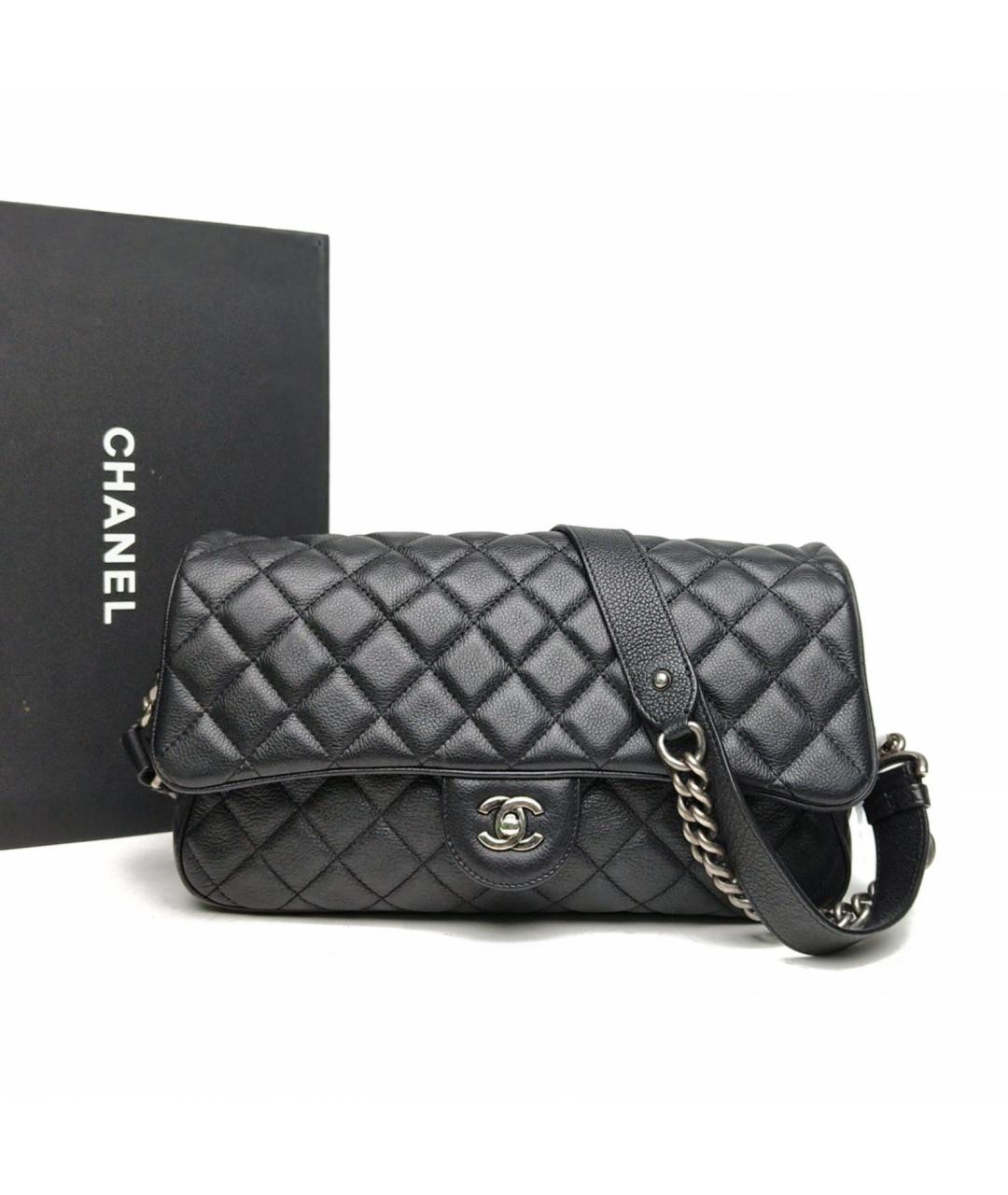 CHANEL Черная кожаная сумка через плечо, фото 8