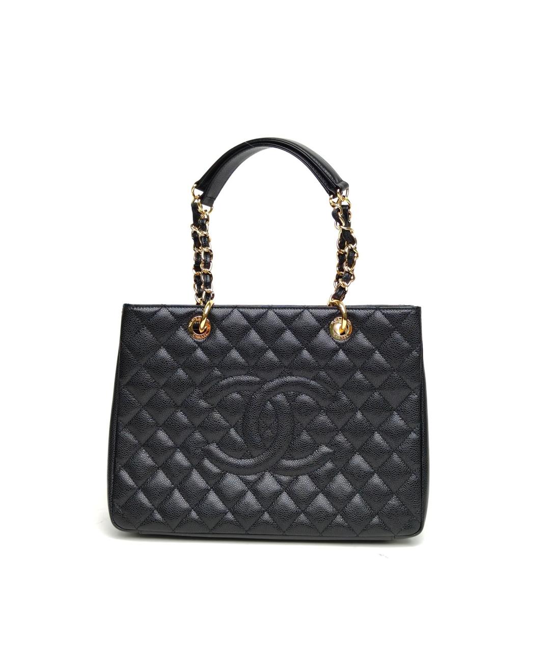 CHANEL Черная кожаная сумка тоут, фото 2