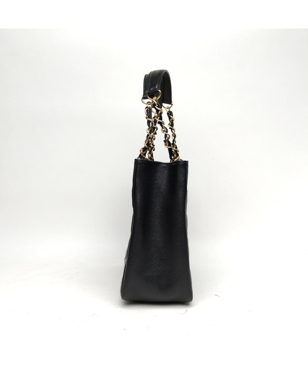 CHANEL Черная кожаная сумка тоут, фото 3