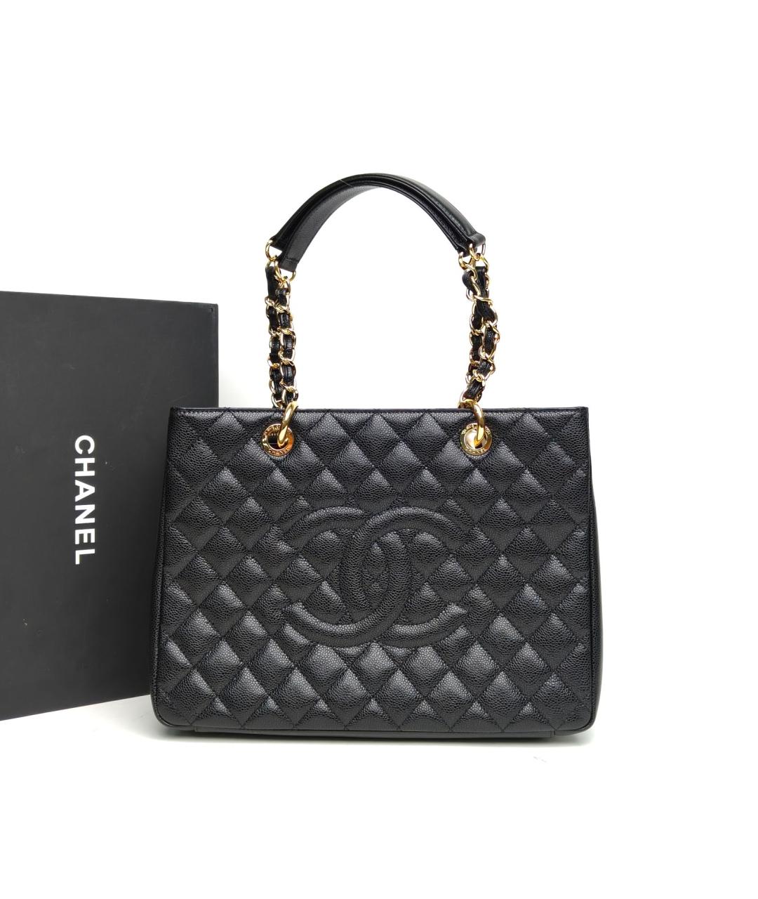 CHANEL Черная кожаная сумка тоут, фото 8