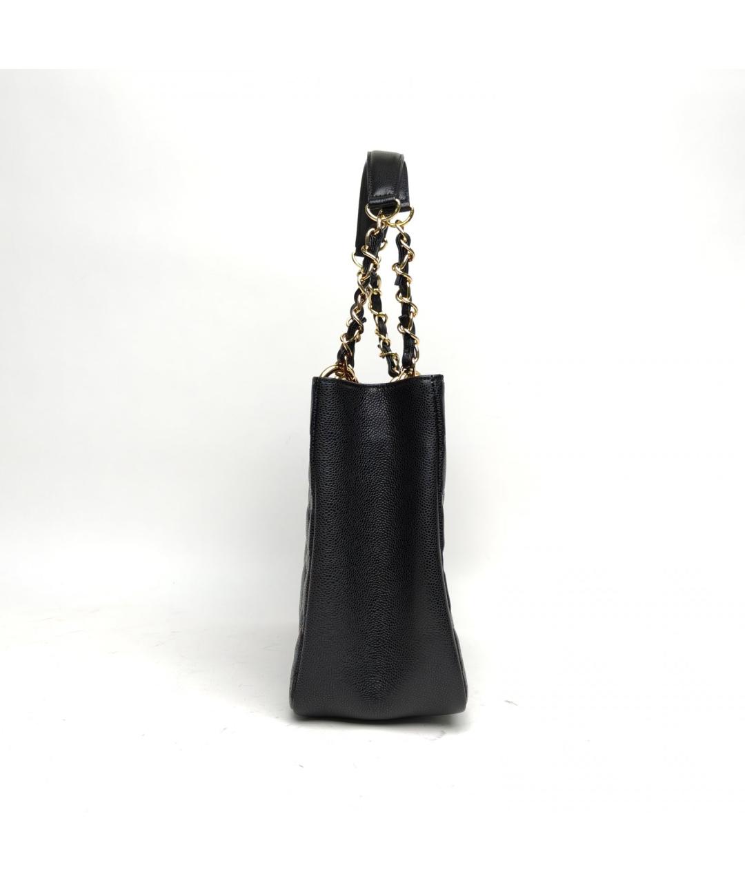 CHANEL Черная кожаная сумка тоут, фото 5