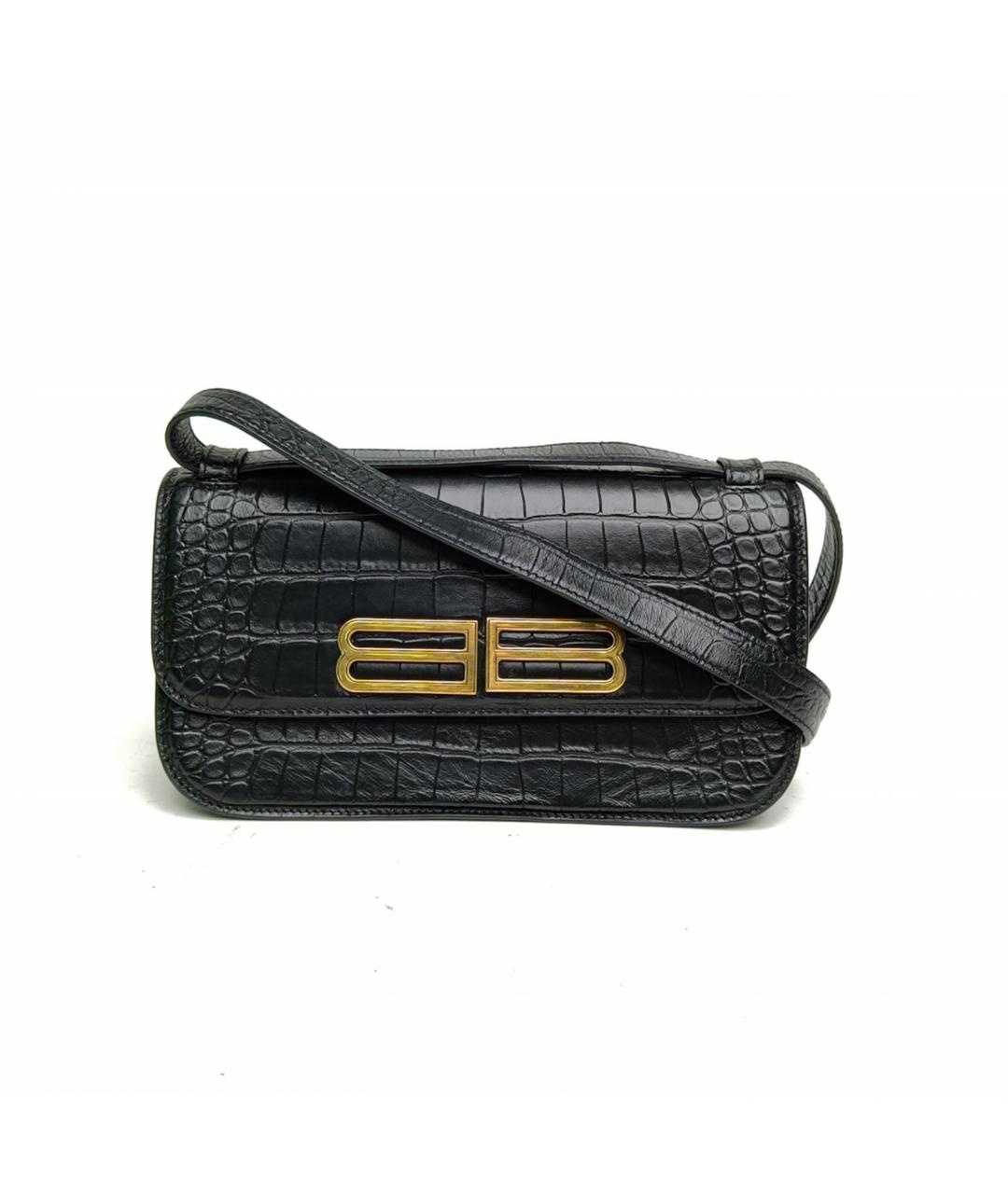 BALENCIAGA Черная сумка через плечо из экзотической кожи, фото 2