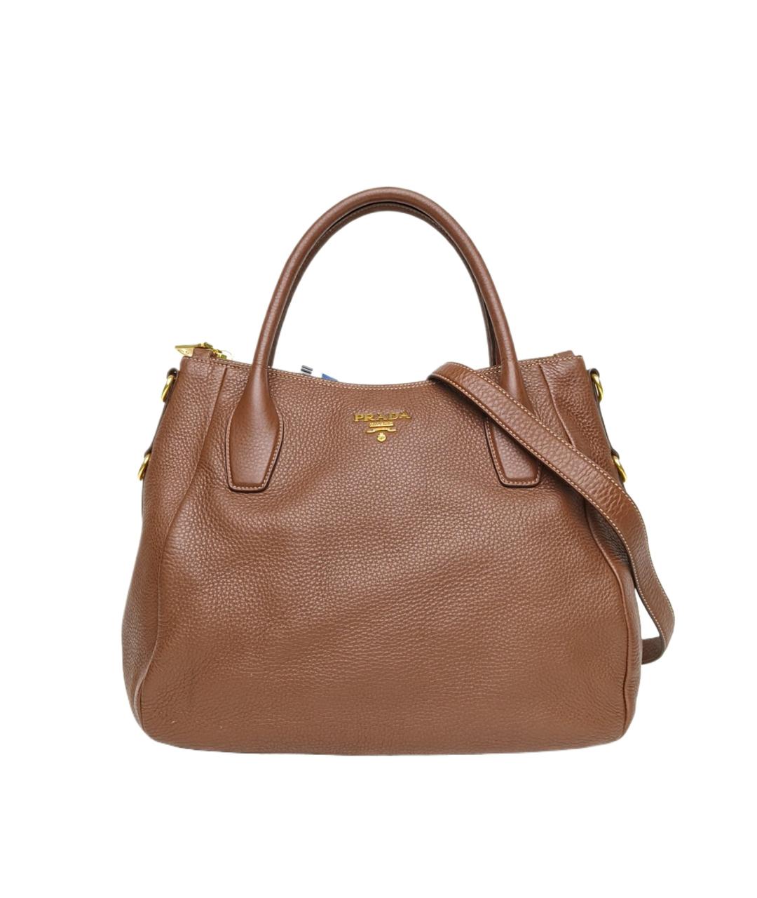 PRADA Коричневая кожаная сумка через плечо, фото 1