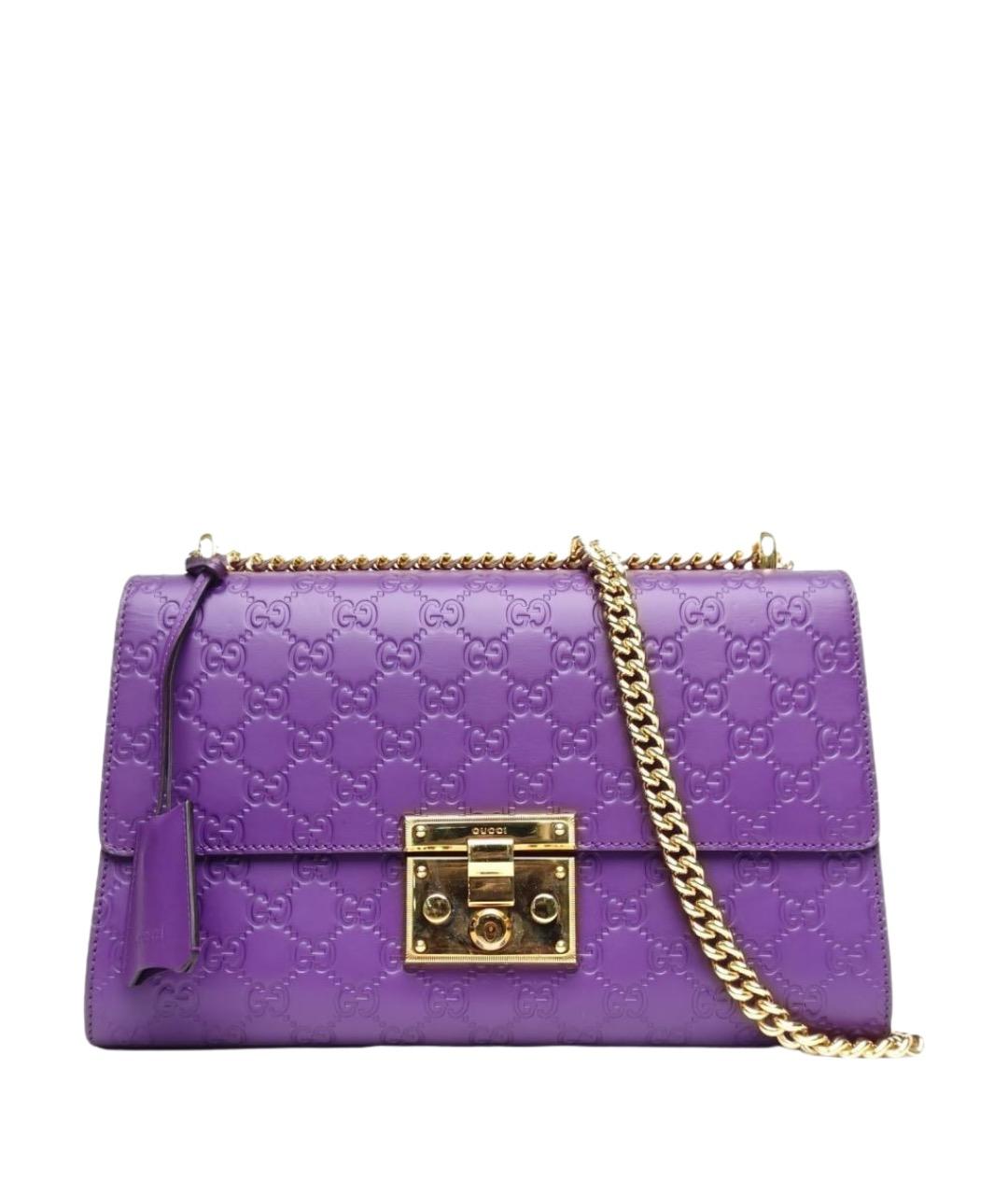 GUCCI Фиолетовая кожаная сумка через плечо, фото 1