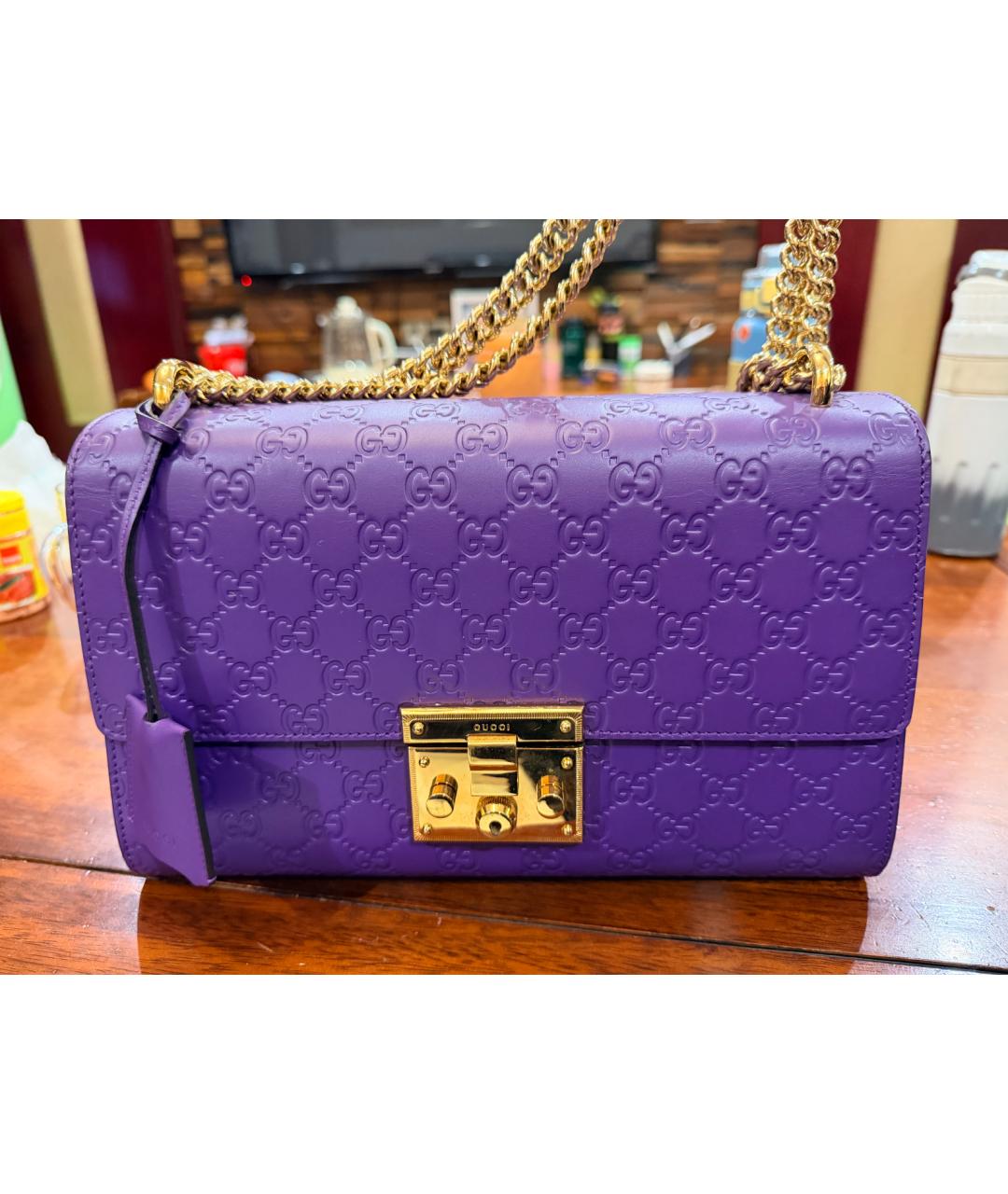 GUCCI Фиолетовая кожаная сумка через плечо, фото 9