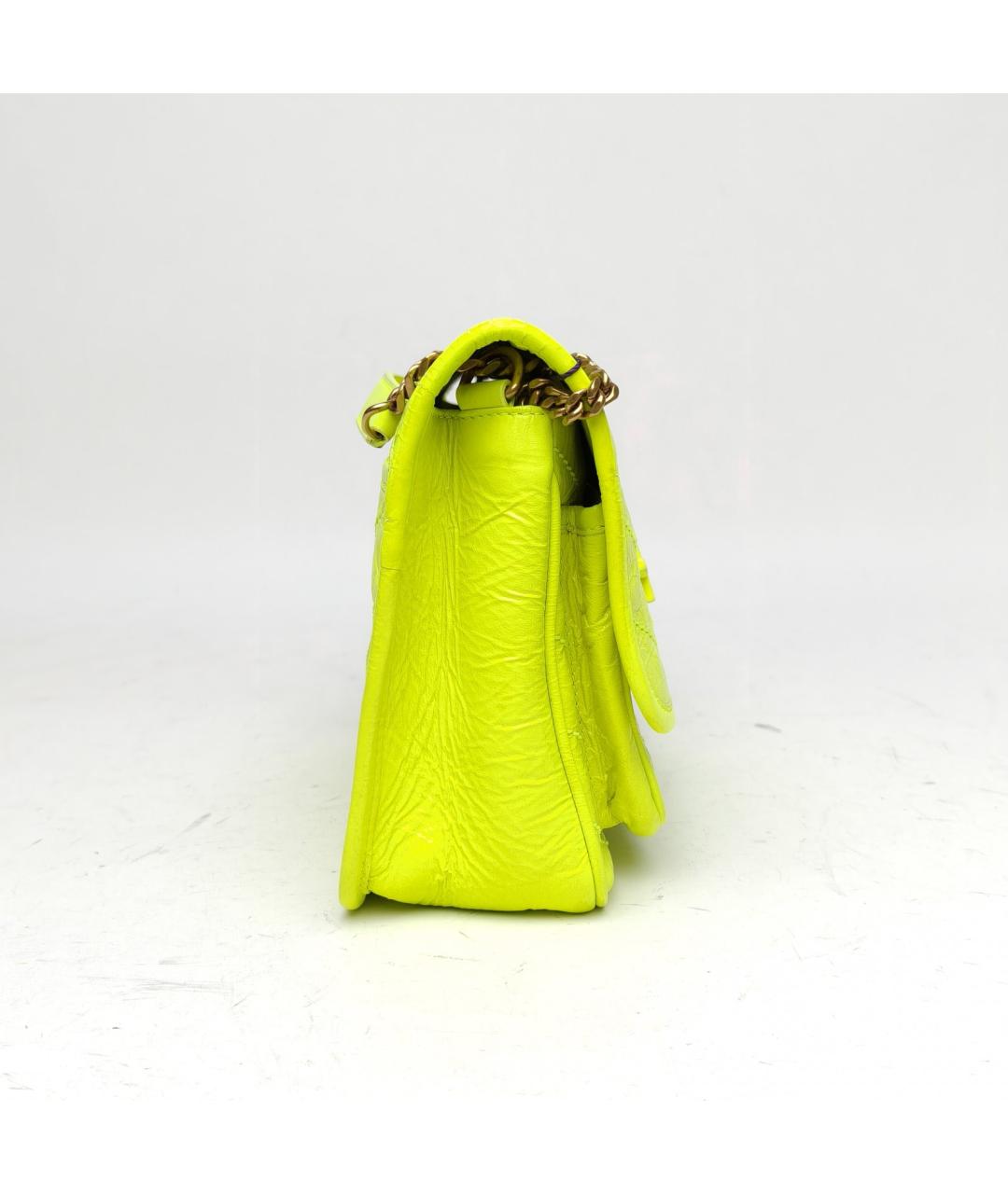 SAINT LAURENT Желтая кожаная сумка через плечо, фото 5