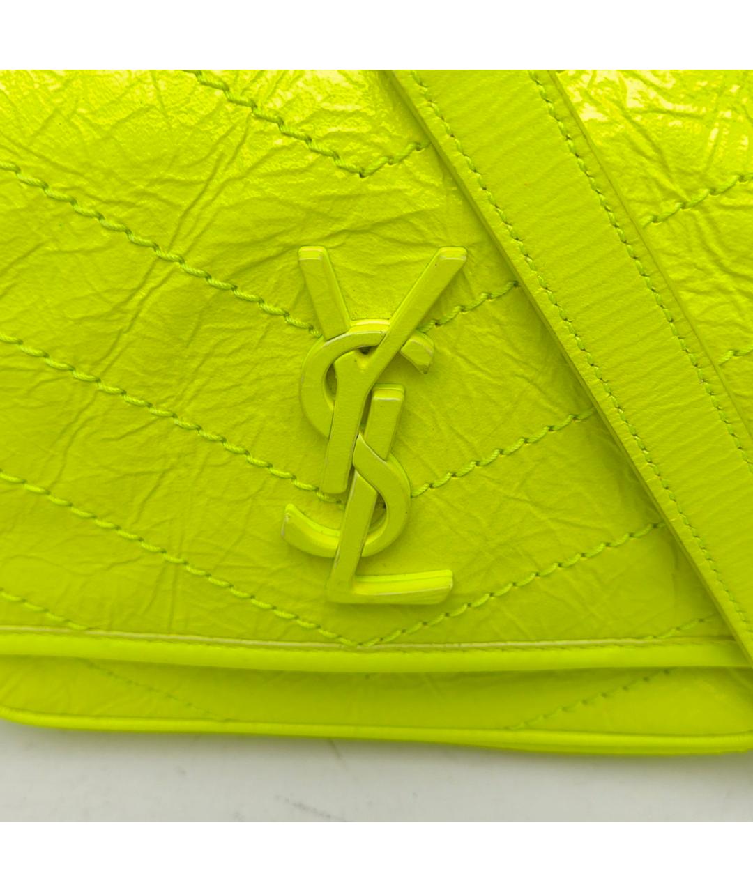 SAINT LAURENT Желтая кожаная сумка через плечо, фото 7