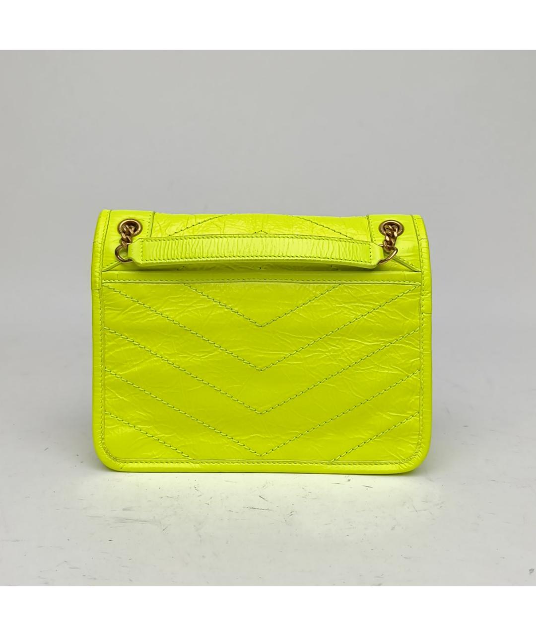 SAINT LAURENT Желтая кожаная сумка через плечо, фото 4