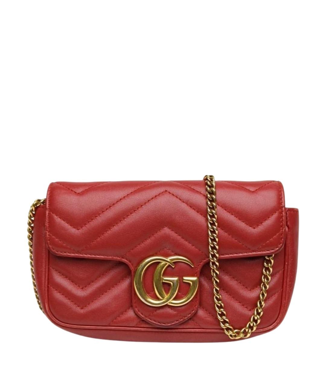 GUCCI Красная кожаная сумка через плечо, фото 1