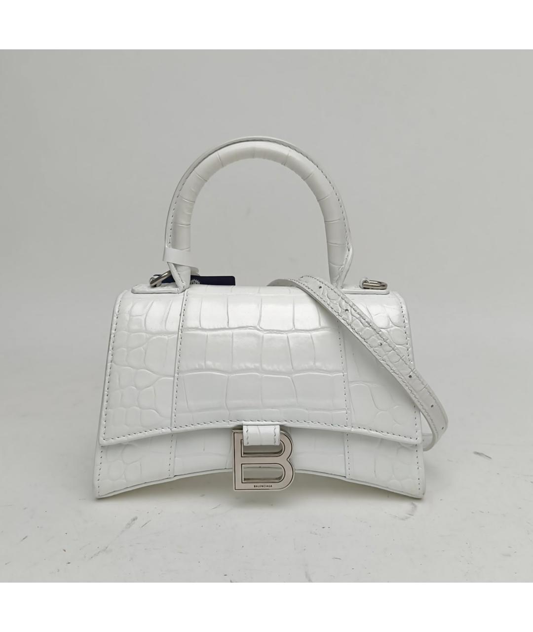 BALENCIAGA Белая сумка через плечо из экзотической кожи, фото 6