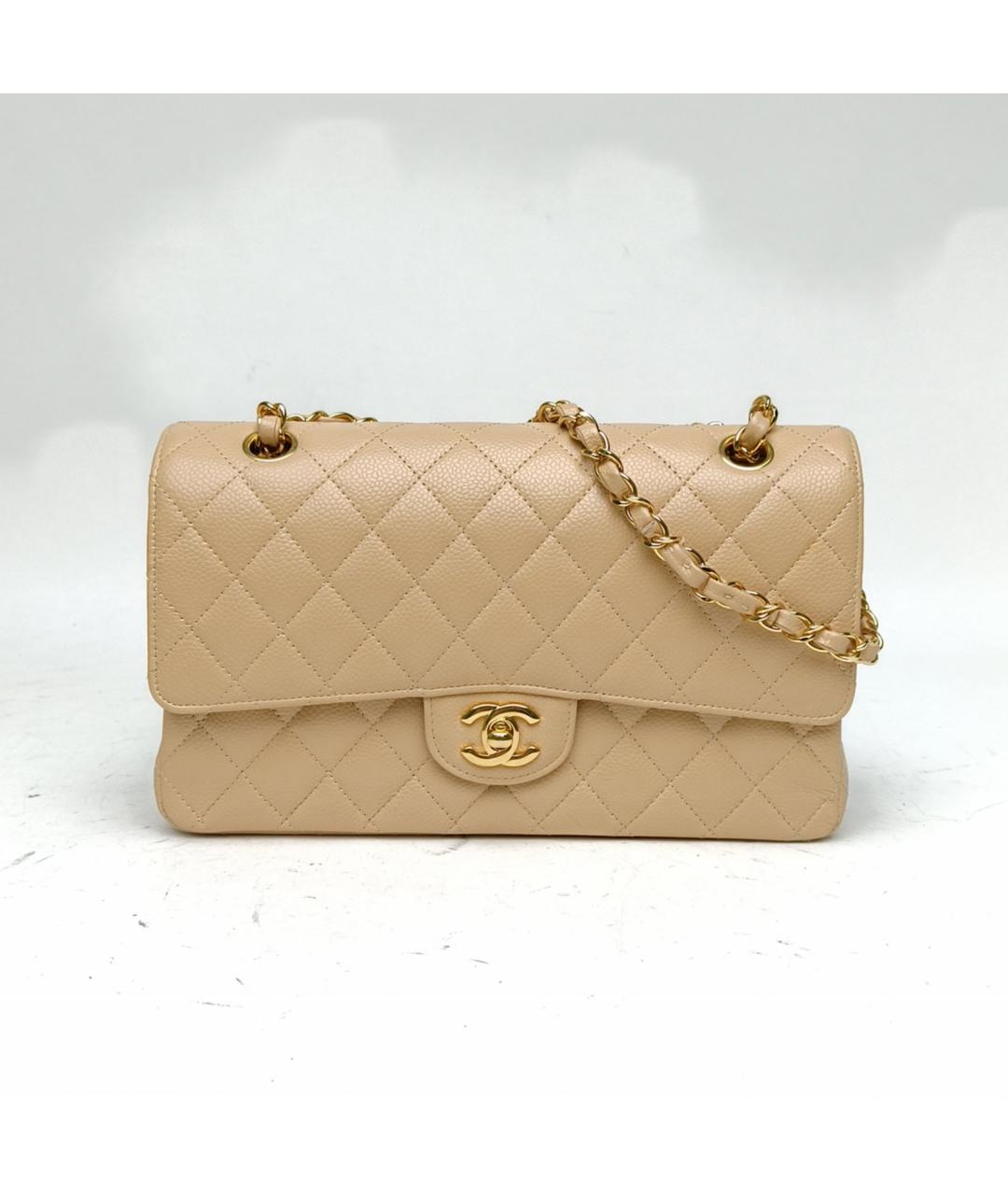 CHANEL Бежевая кожаная сумка через плечо, фото 2