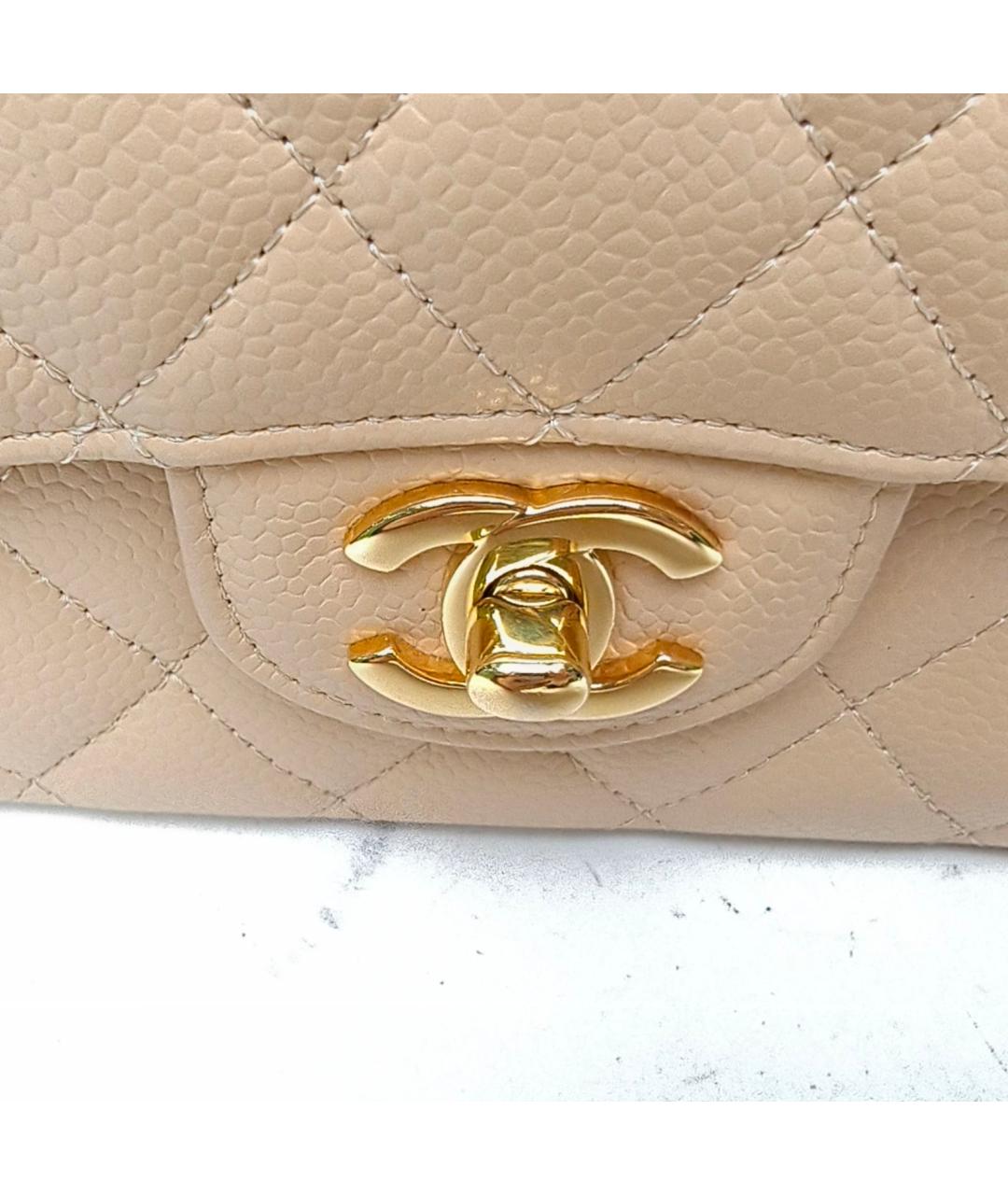 CHANEL Бежевая кожаная сумка через плечо, фото 8