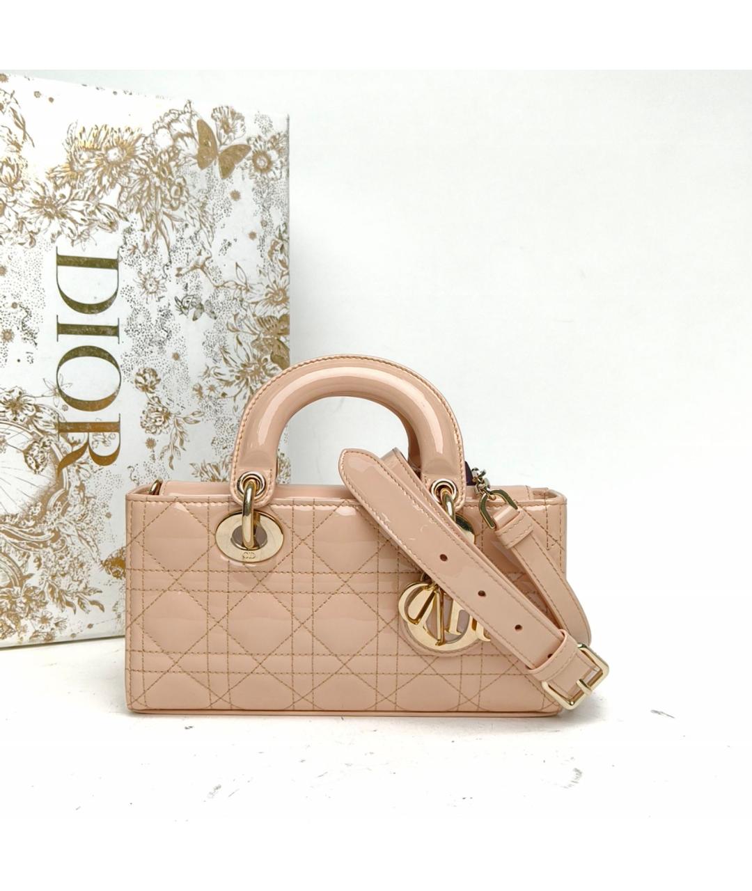 CHRISTIAN DIOR Бежевая сумка через плечо из лакированной кожи, фото 9