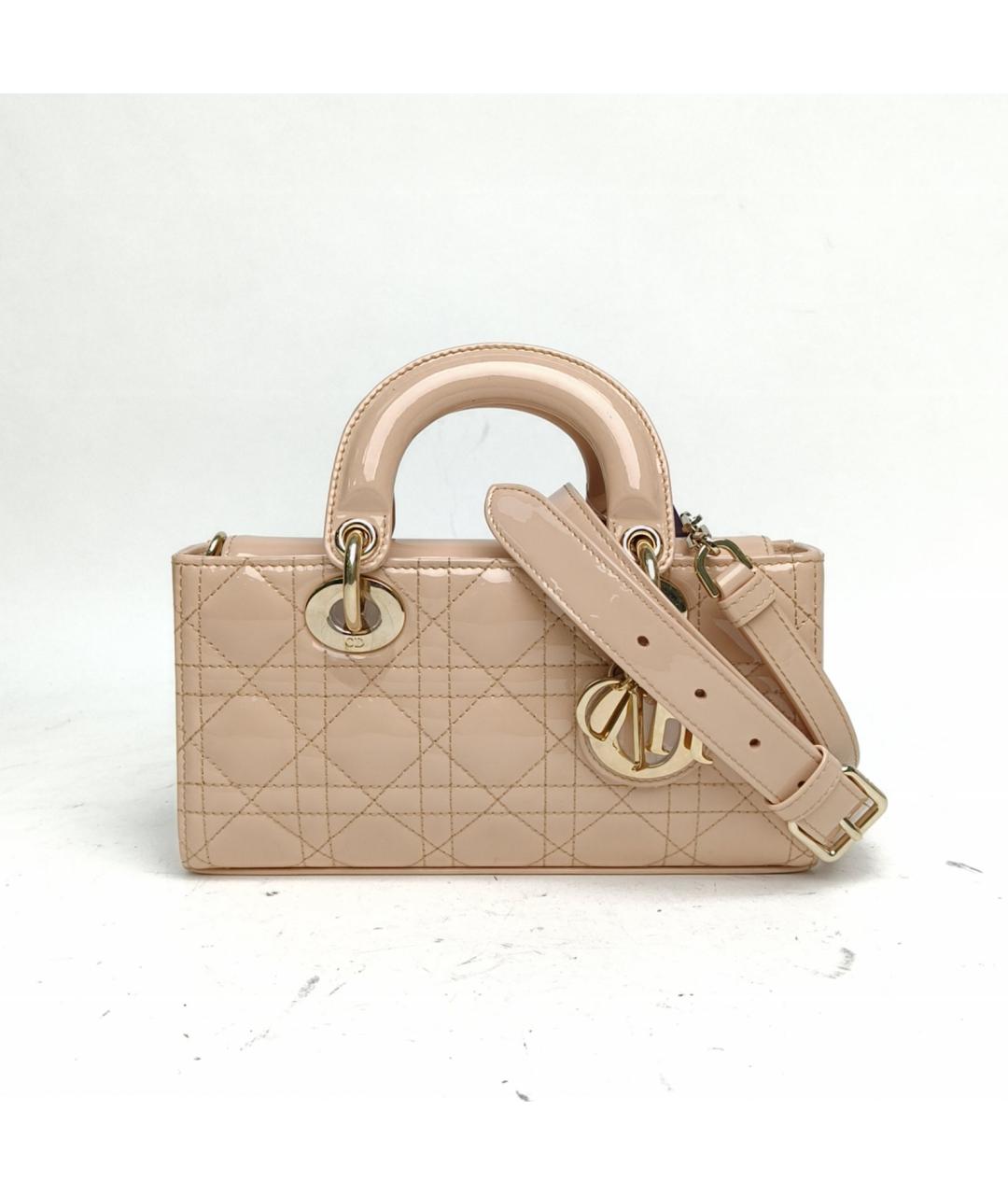 CHRISTIAN DIOR Бежевая сумка через плечо из лакированной кожи, фото 2