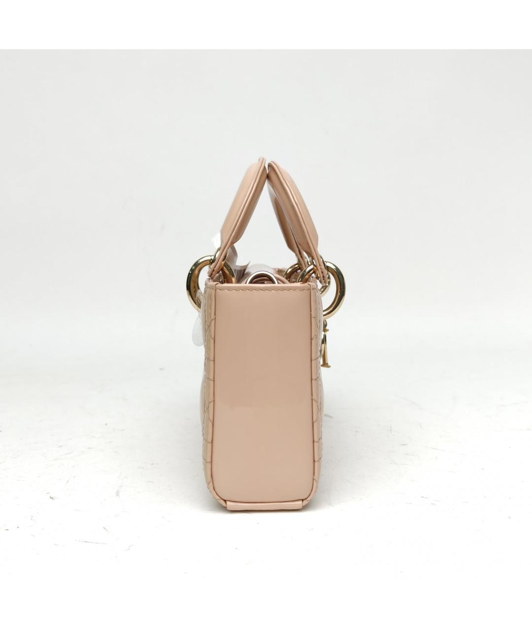 CHRISTIAN DIOR Бежевая сумка через плечо из лакированной кожи, фото 5