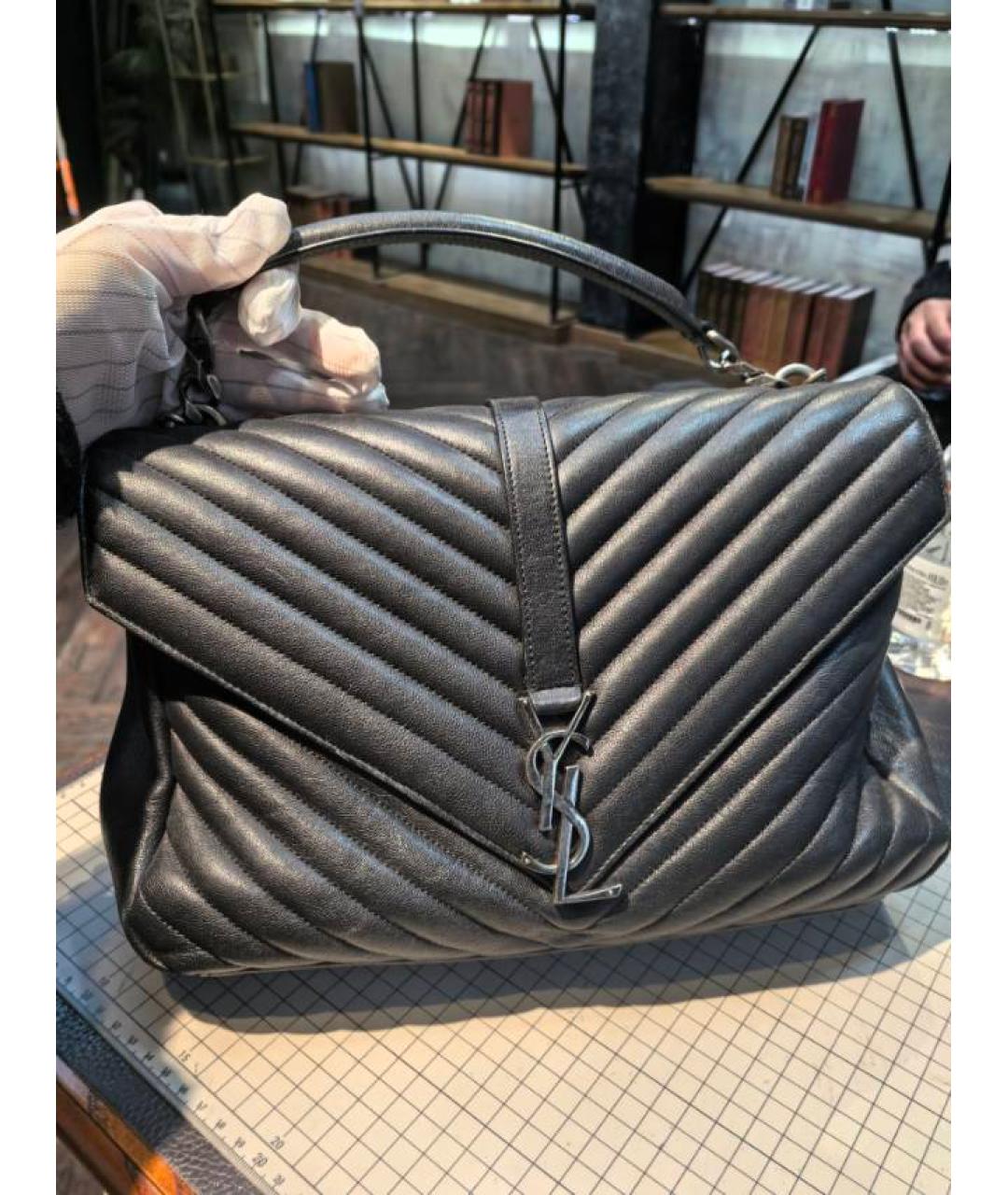 SAINT LAURENT Черная кожаная сумка через плечо, фото 9