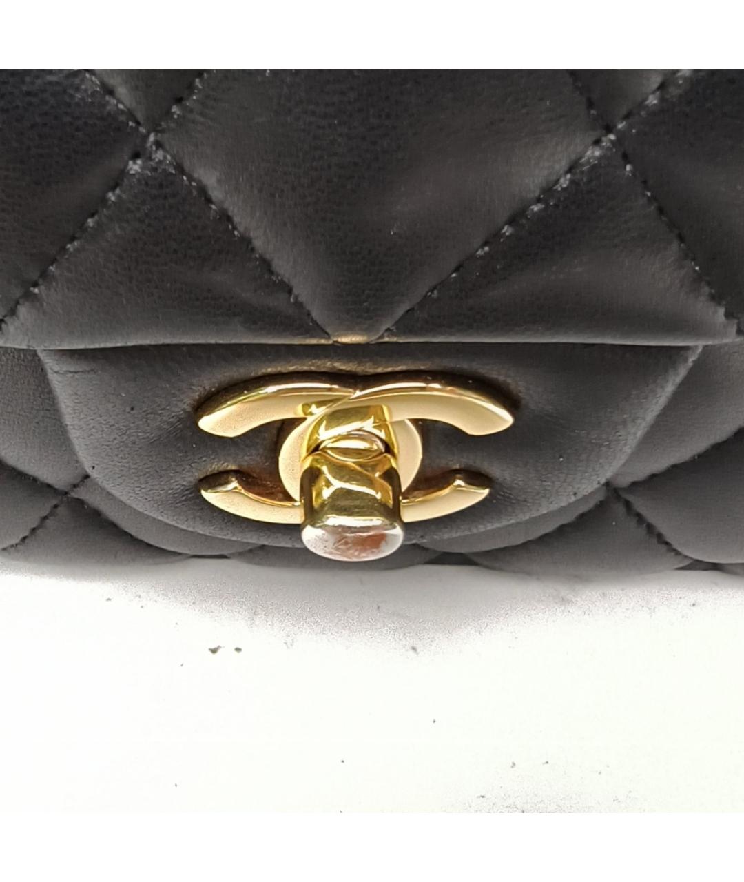 CHANEL Черная кожаная сумка через плечо, фото 8