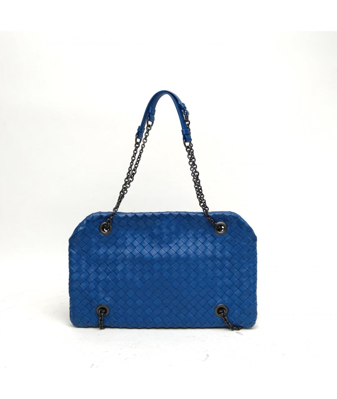 BOTTEGA VENETA Синяя кожаная сумка через плечо, фото 2