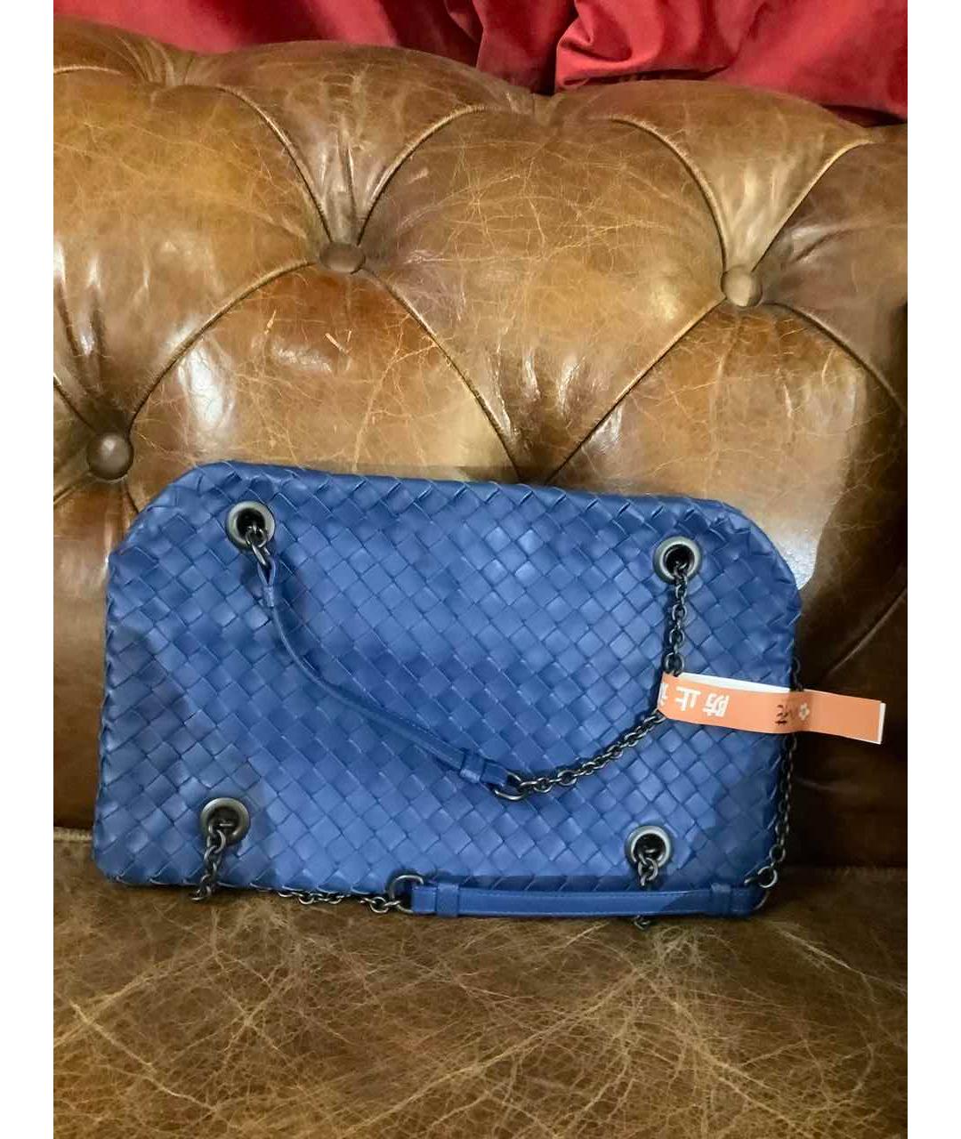 BOTTEGA VENETA Синяя кожаная сумка через плечо, фото 8