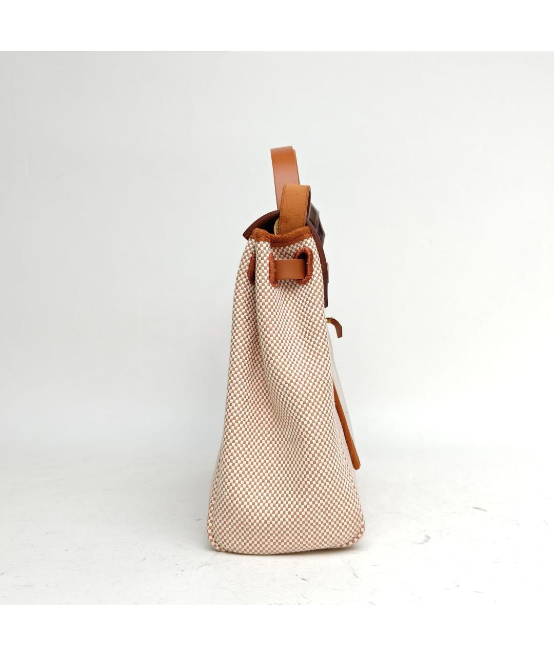 HERMES Бежевая тканевая сумка через плечо, фото 3