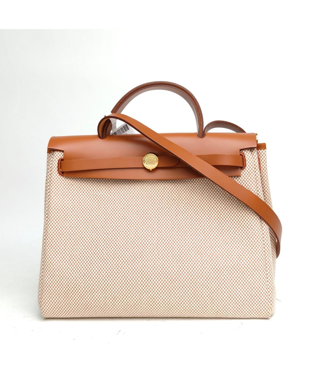 HERMES Бежевая тканевая сумка через плечо, фото 2