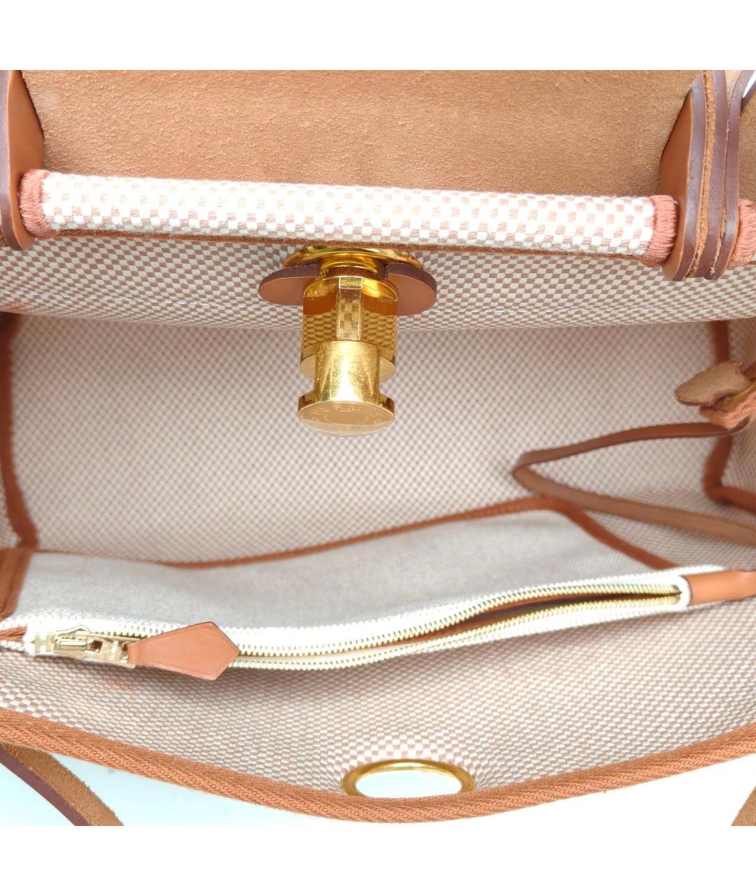 HERMES Бежевая тканевая сумка через плечо, фото 7