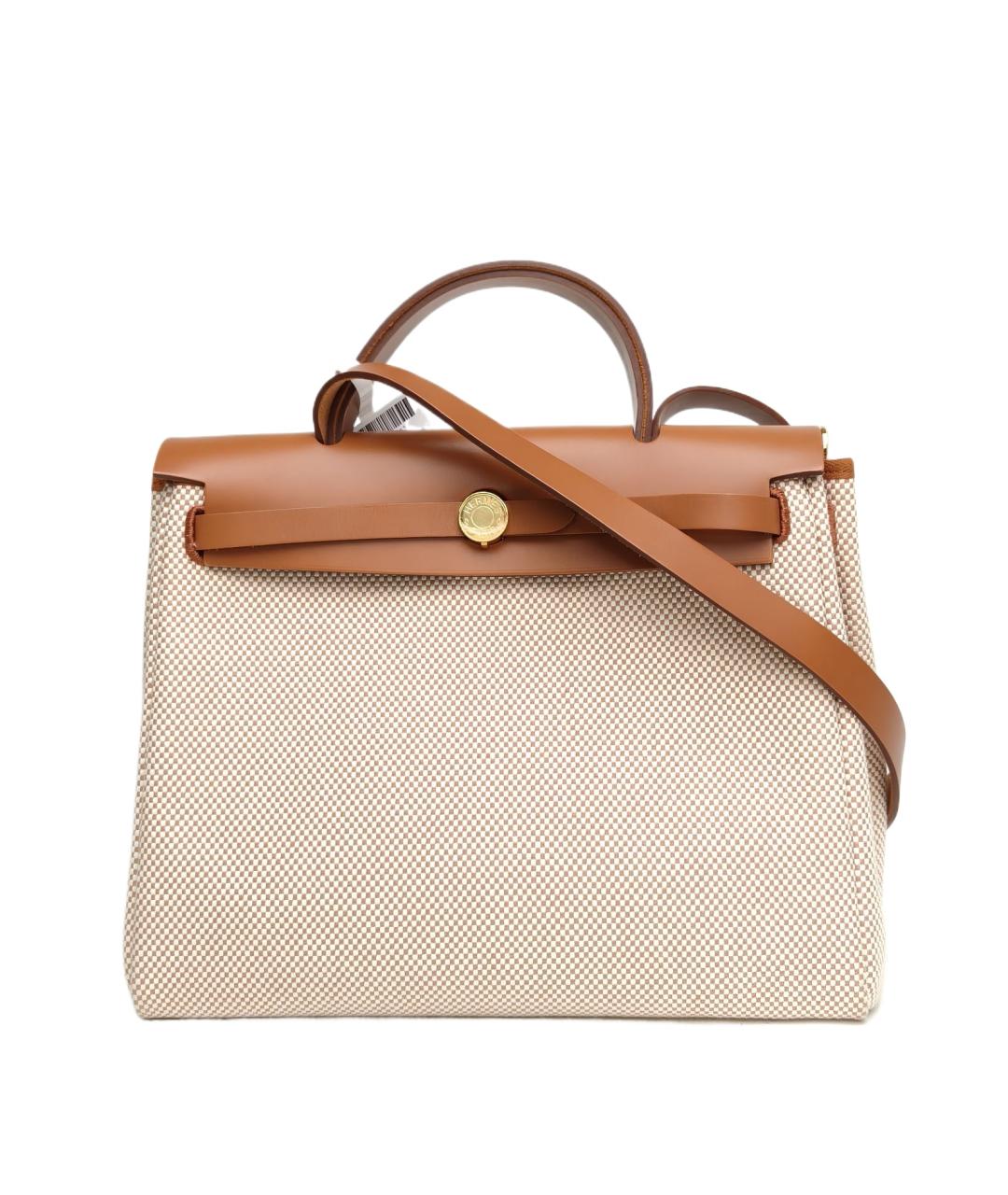 HERMES Бежевая тканевая сумка через плечо, фото 9