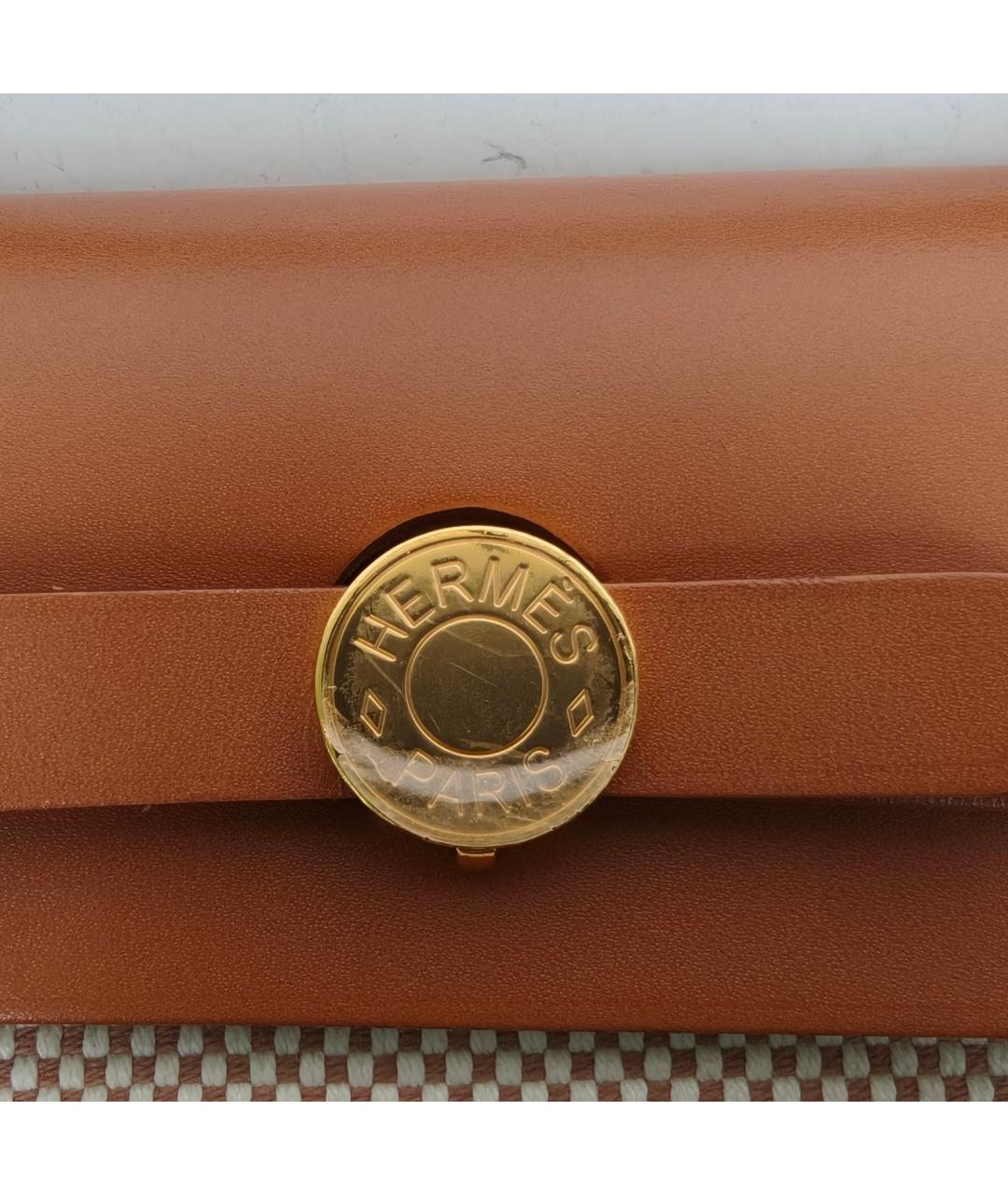 HERMES Бежевая тканевая сумка через плечо, фото 6