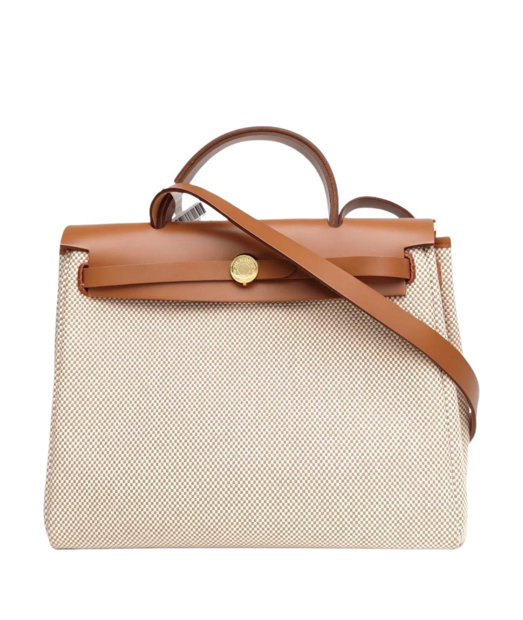 HERMES Бежевая тканевая сумка через плечо, фото 1