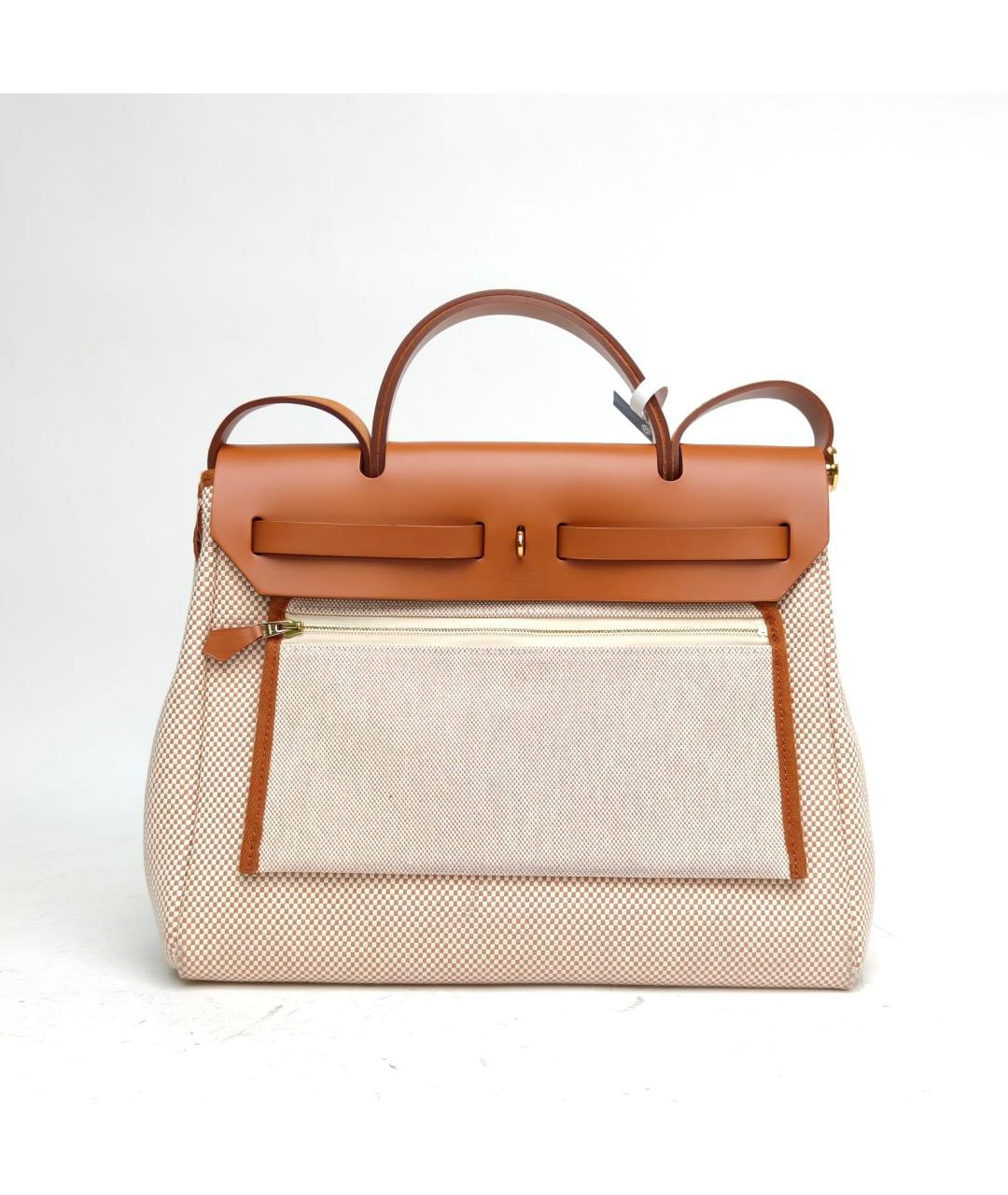 HERMES Бежевая тканевая сумка через плечо, фото 4