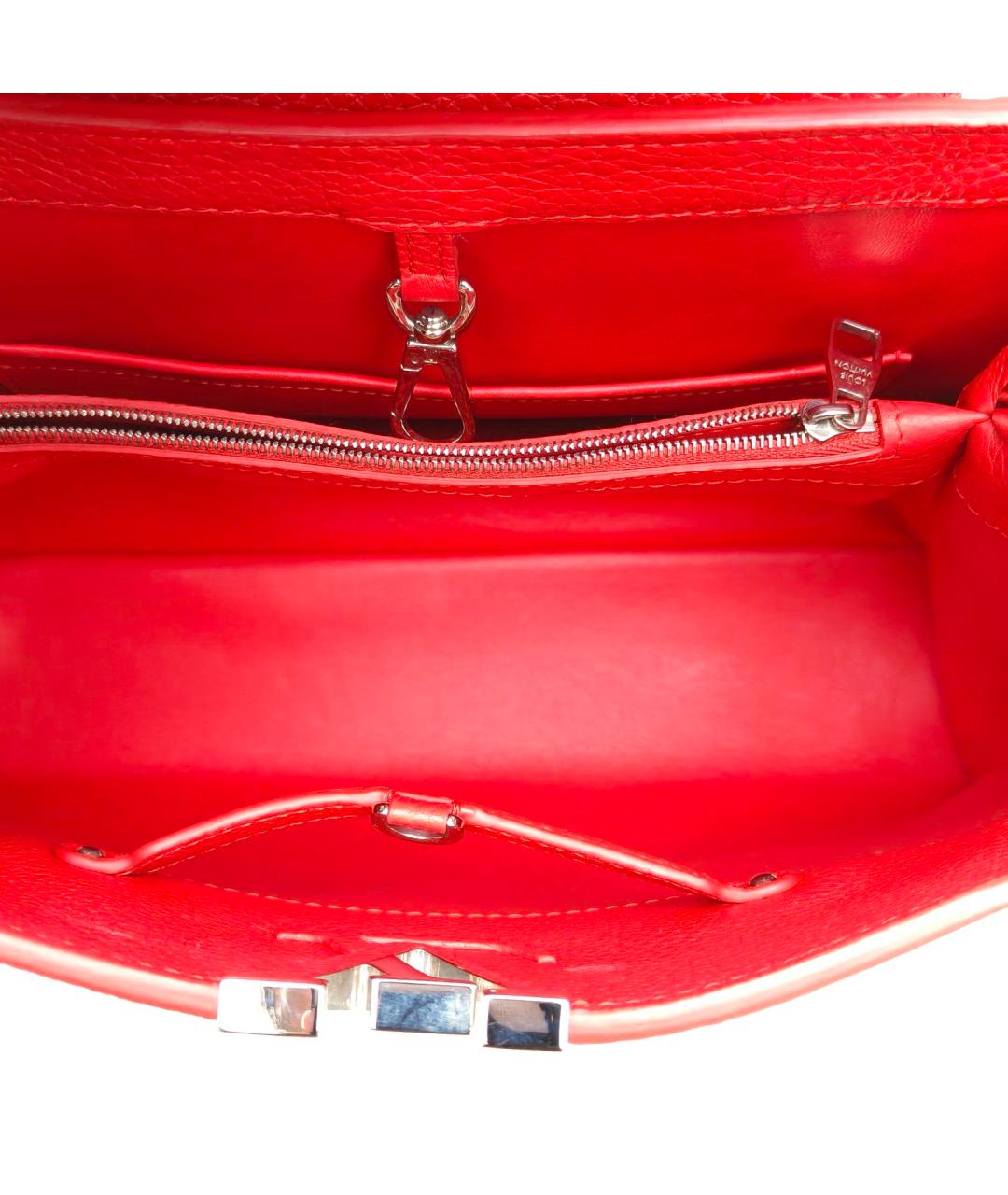 LOUIS VUITTON Красная кожаная сумка с короткими ручками, фото 7