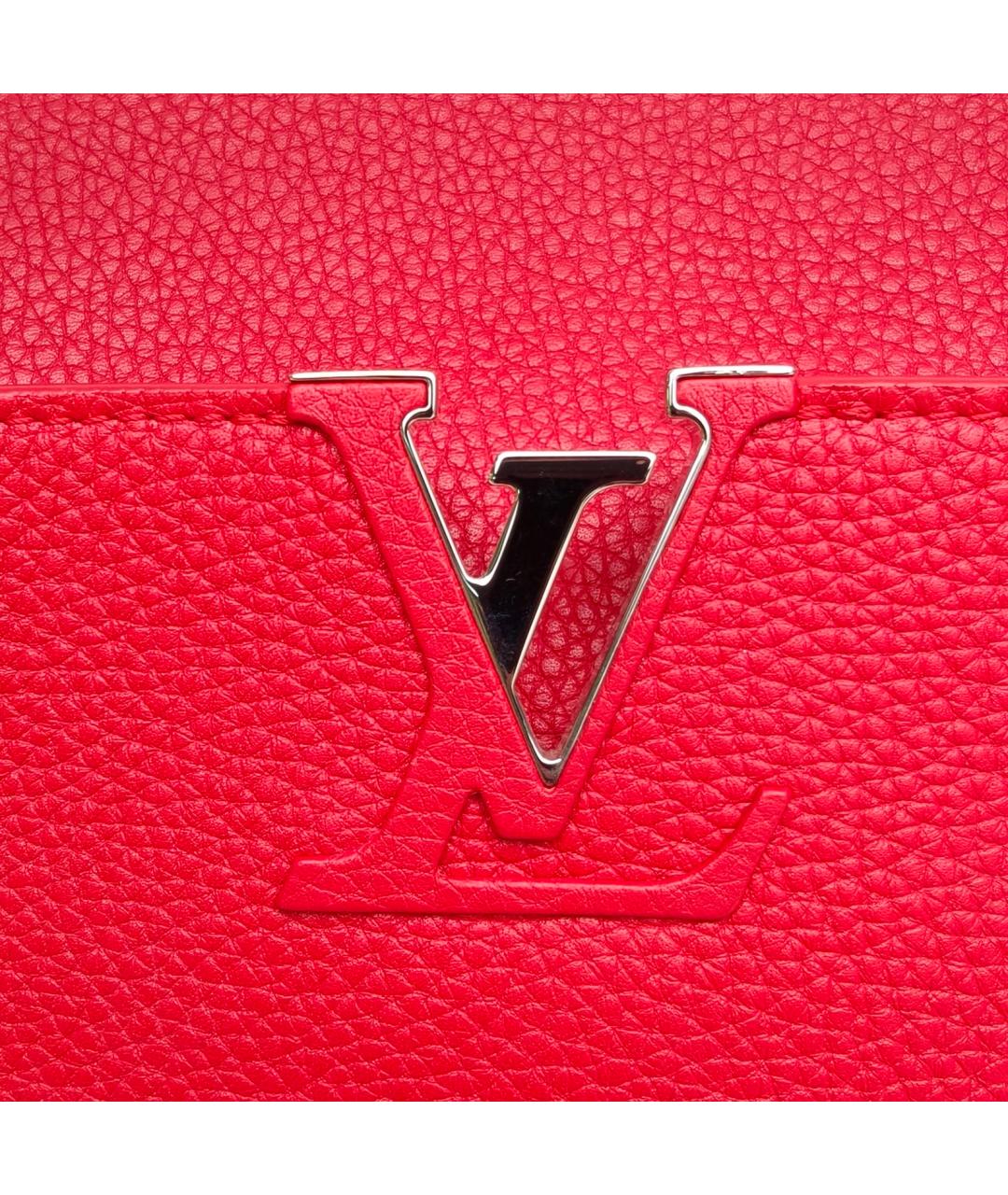 LOUIS VUITTON Красная кожаная сумка с короткими ручками, фото 6