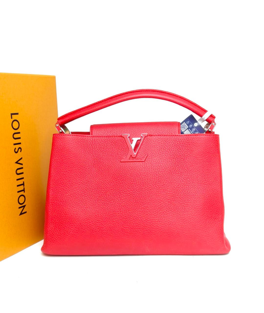 LOUIS VUITTON Красная кожаная сумка с короткими ручками, фото 8